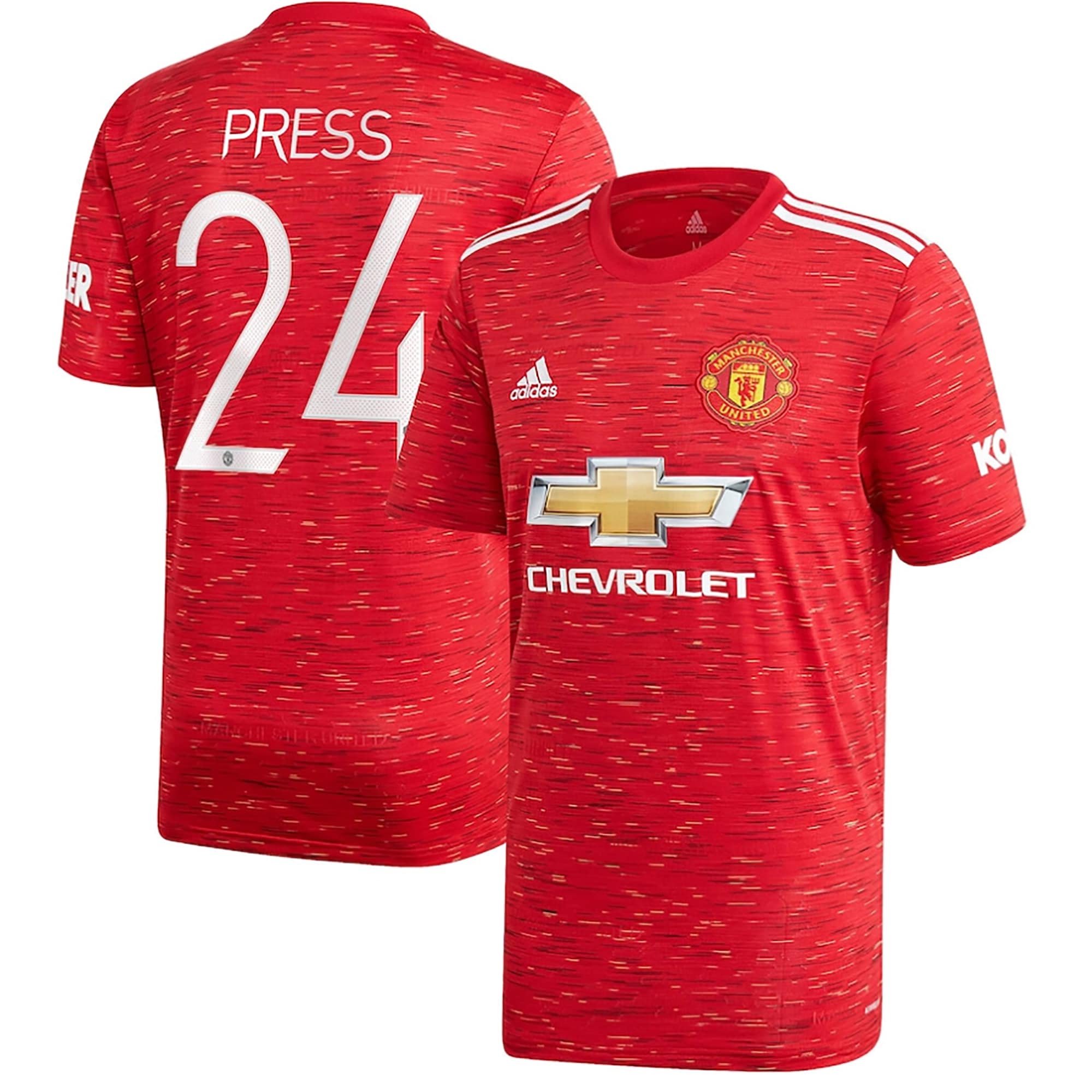 Men's Manchester United Jerseys Red Christen Press 2020/21 Home Printed Style
