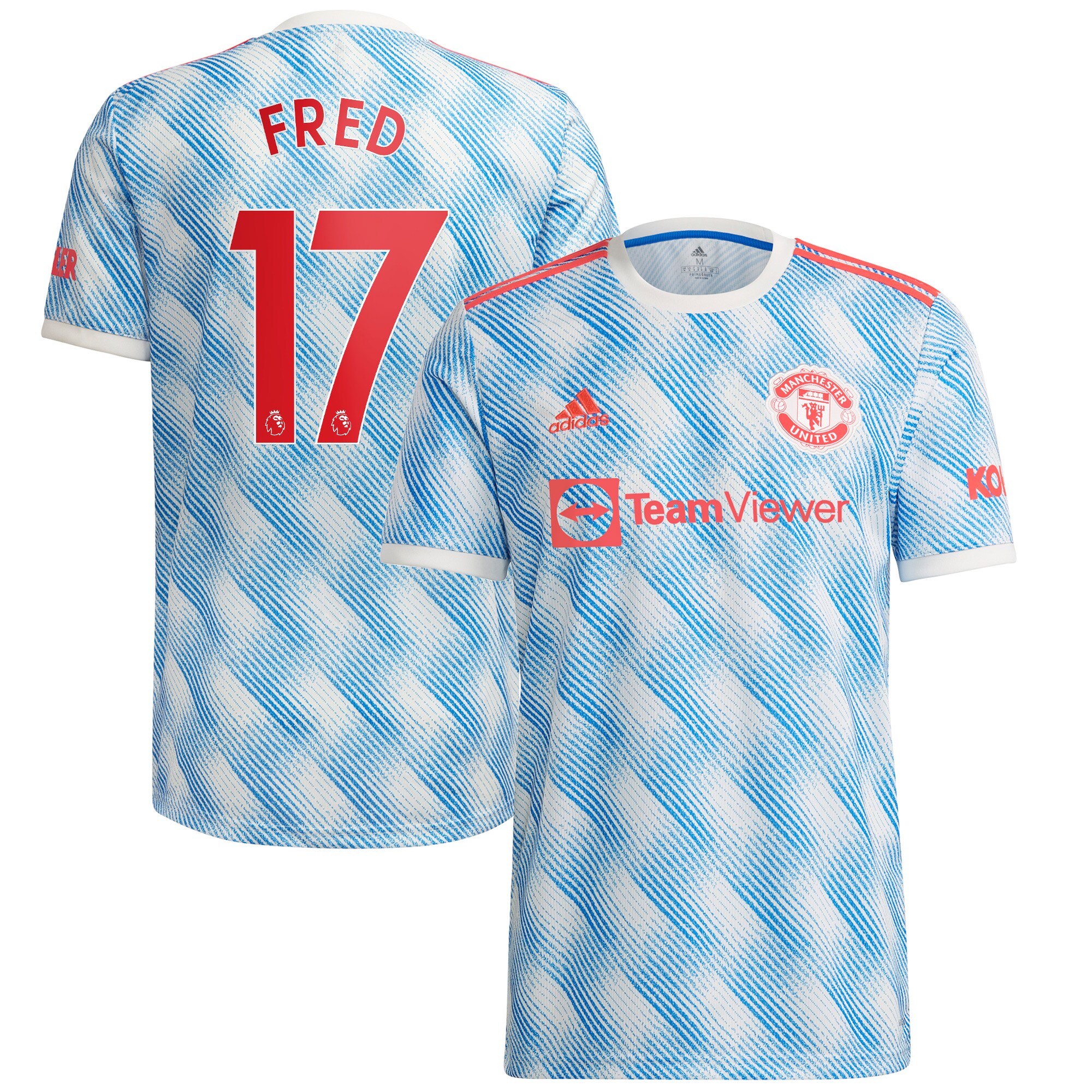 Men's Manchester United Jerseys White Fred 2021/22 Away Printed Player Style