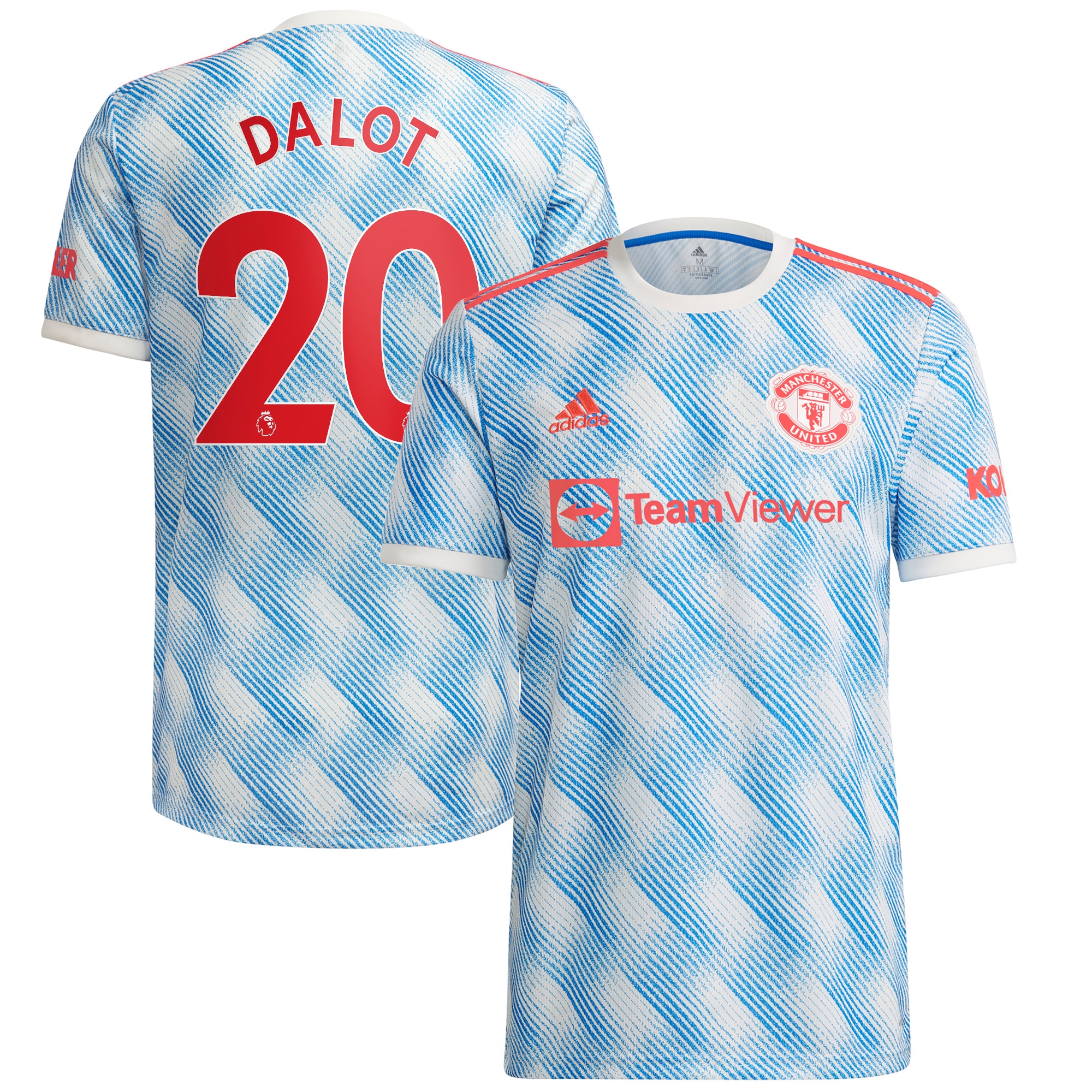 Men's Manchester United Jerseys White Diogo Dalot 2021/22 Away Printed Player Style