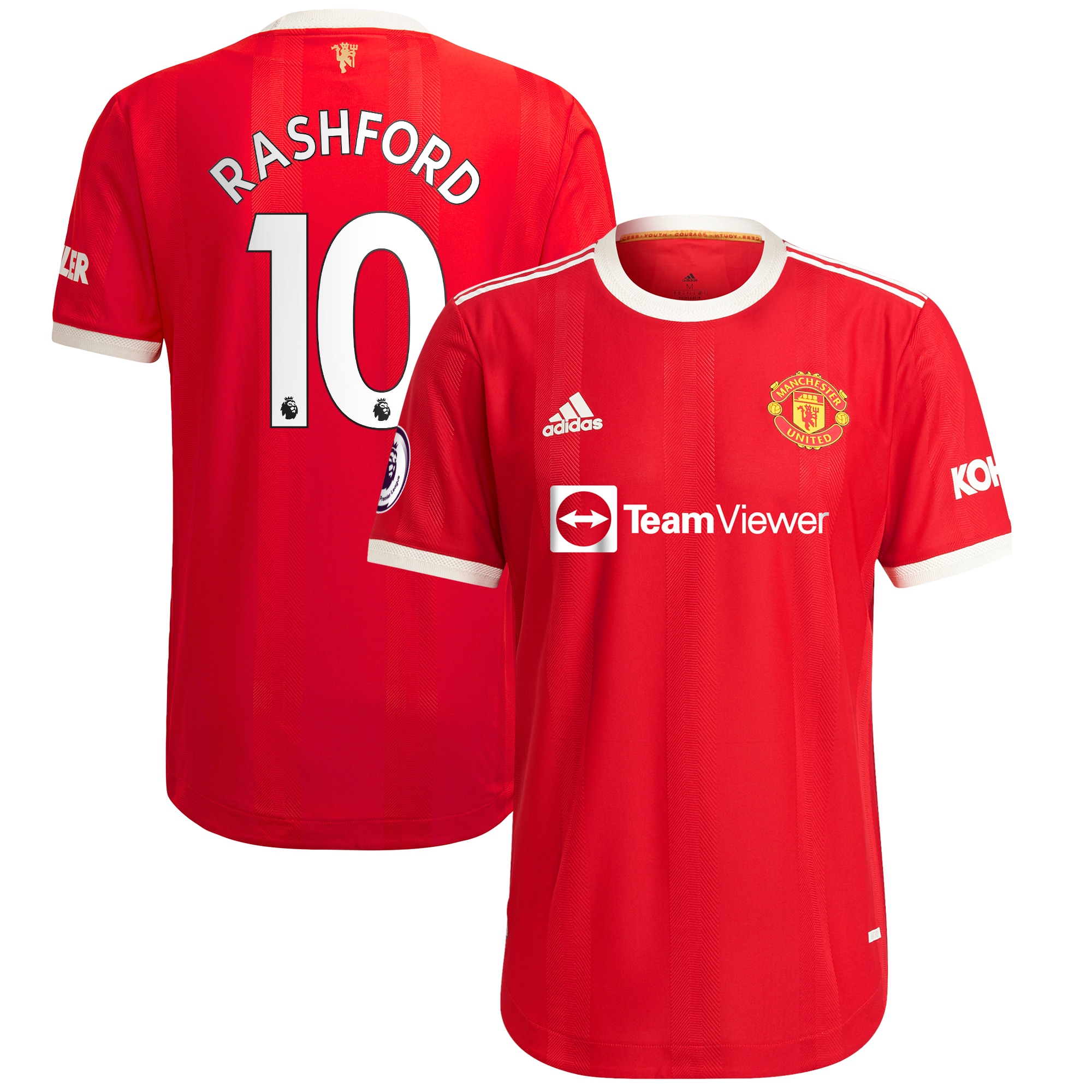 Men's Manchester United Jerseys Red Marcus Rashford 2021/22 Home Authentic Player Style