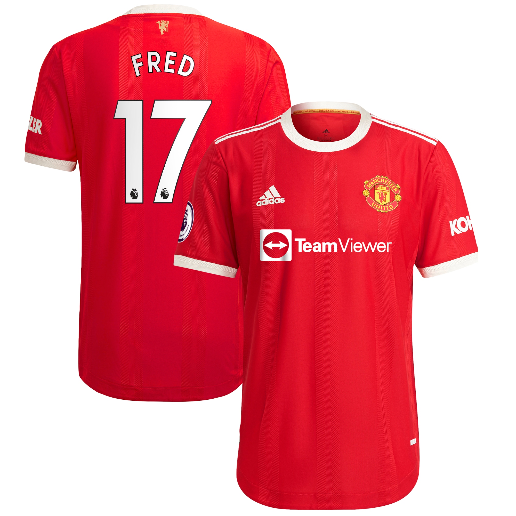 Men's Manchester United Jerseys Red Fred 2021/22 Home Authentic Player Style