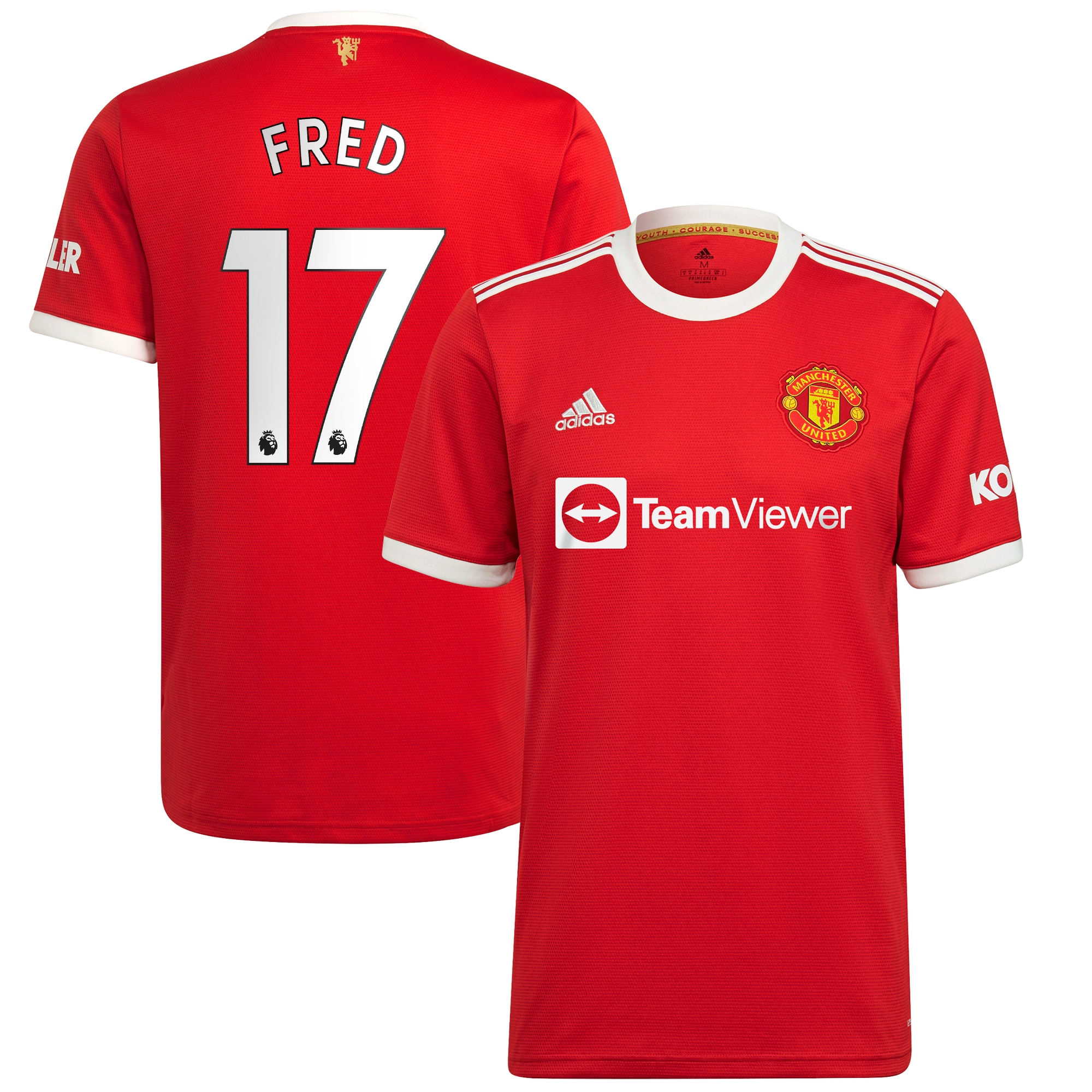 Men's Manchester United Jerseys Red Fred 2021/22 Home Printed Player Style