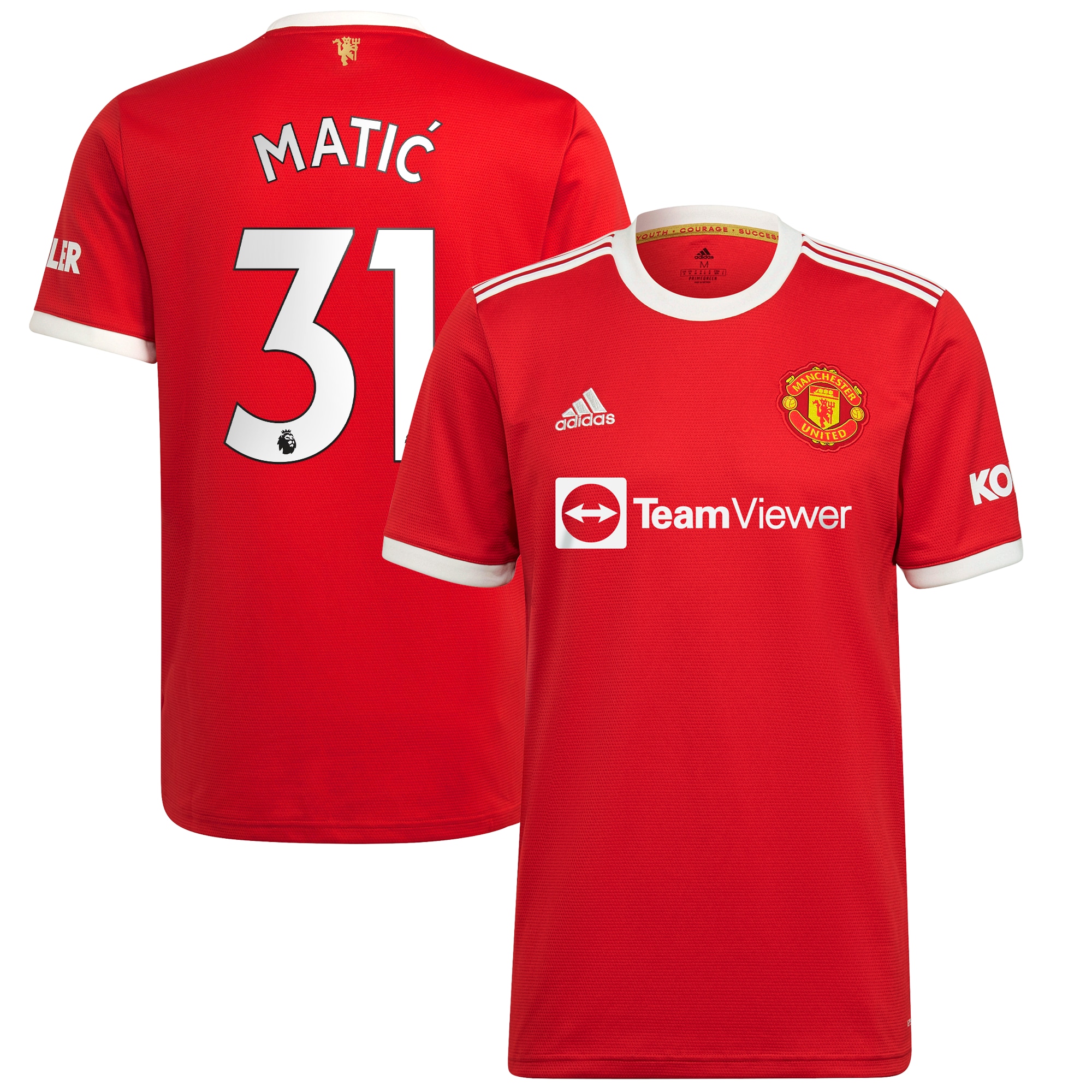 Men's Manchester United Jerseys Red Nemanja Matic 2021/22 Home Printed Player Style