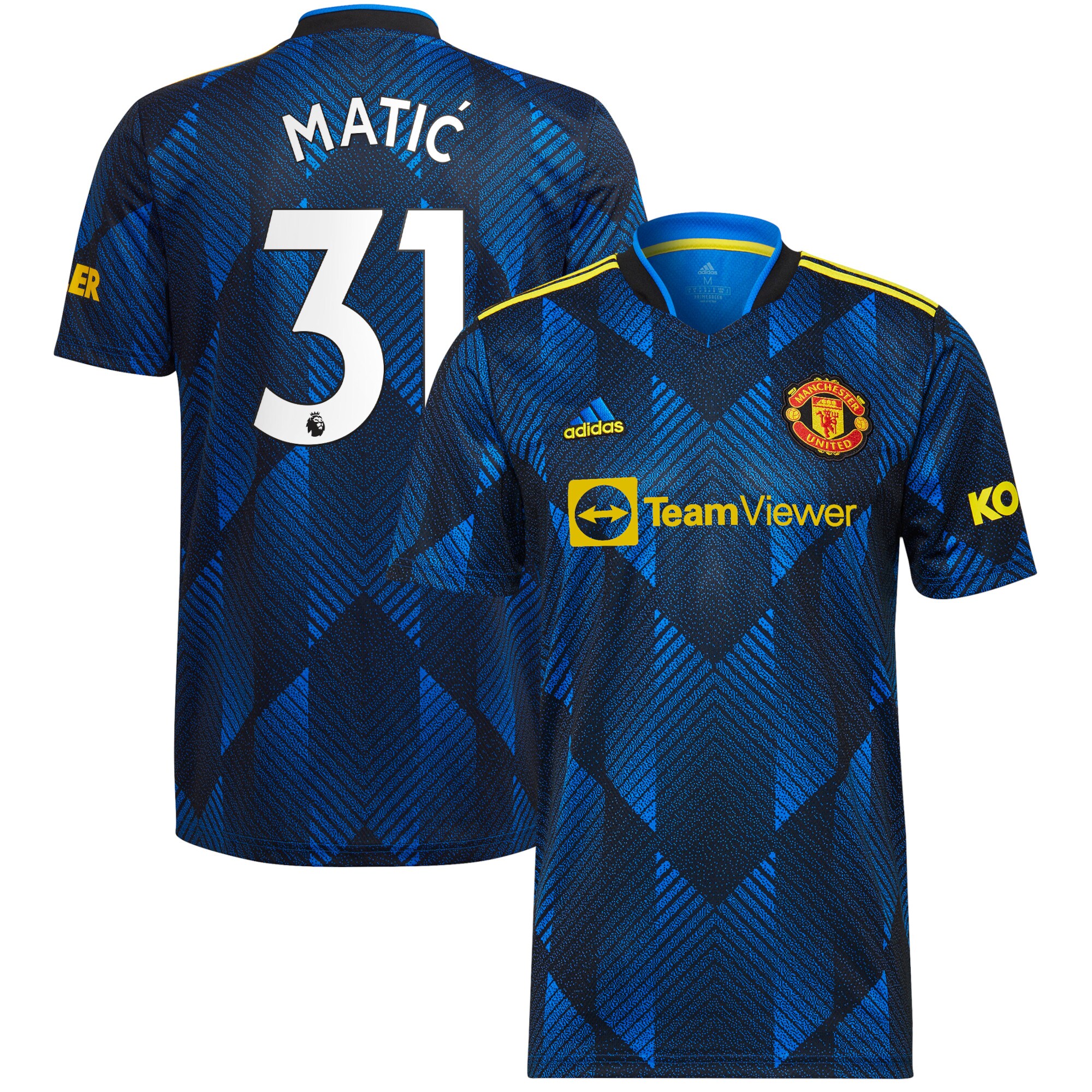 Men's Manchester United Jerseys Blue Nemanja Matic 2021/22 Third Printed Player Style