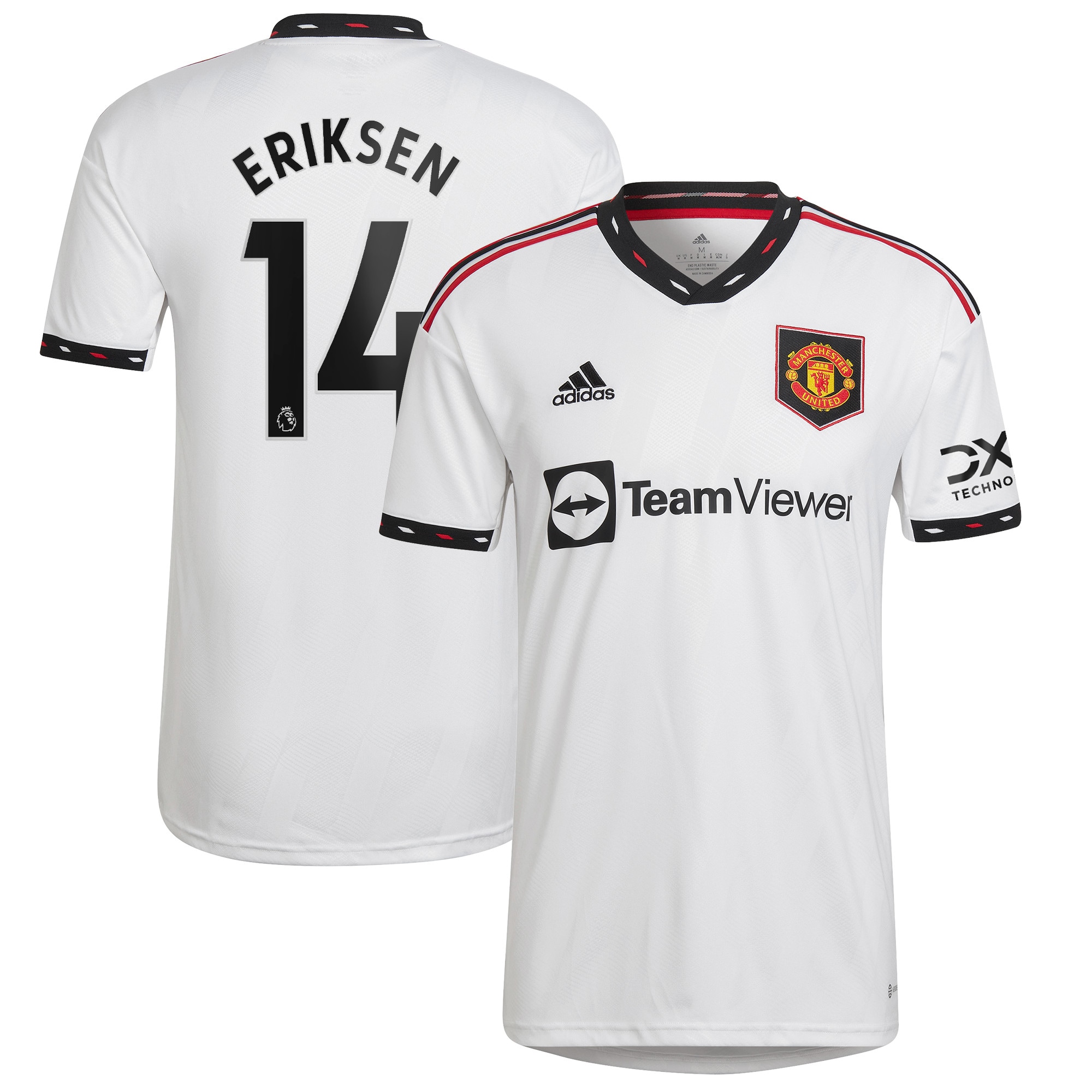 Men's Manchester United Jerseys White Christian Eriksen 2022/23 Away Printed Player Style