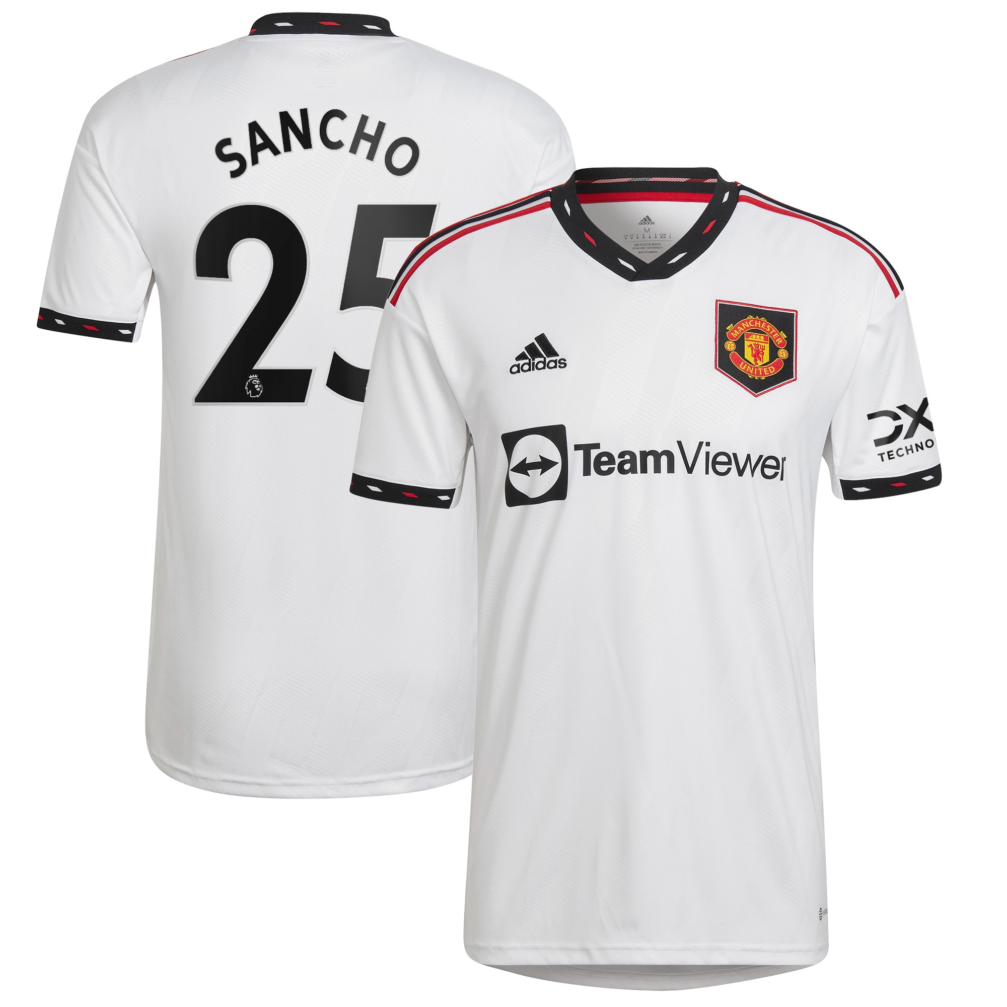 Men's Manchester United Jerseys White Jadon Sancho 2022/23 Away Printed Player Style