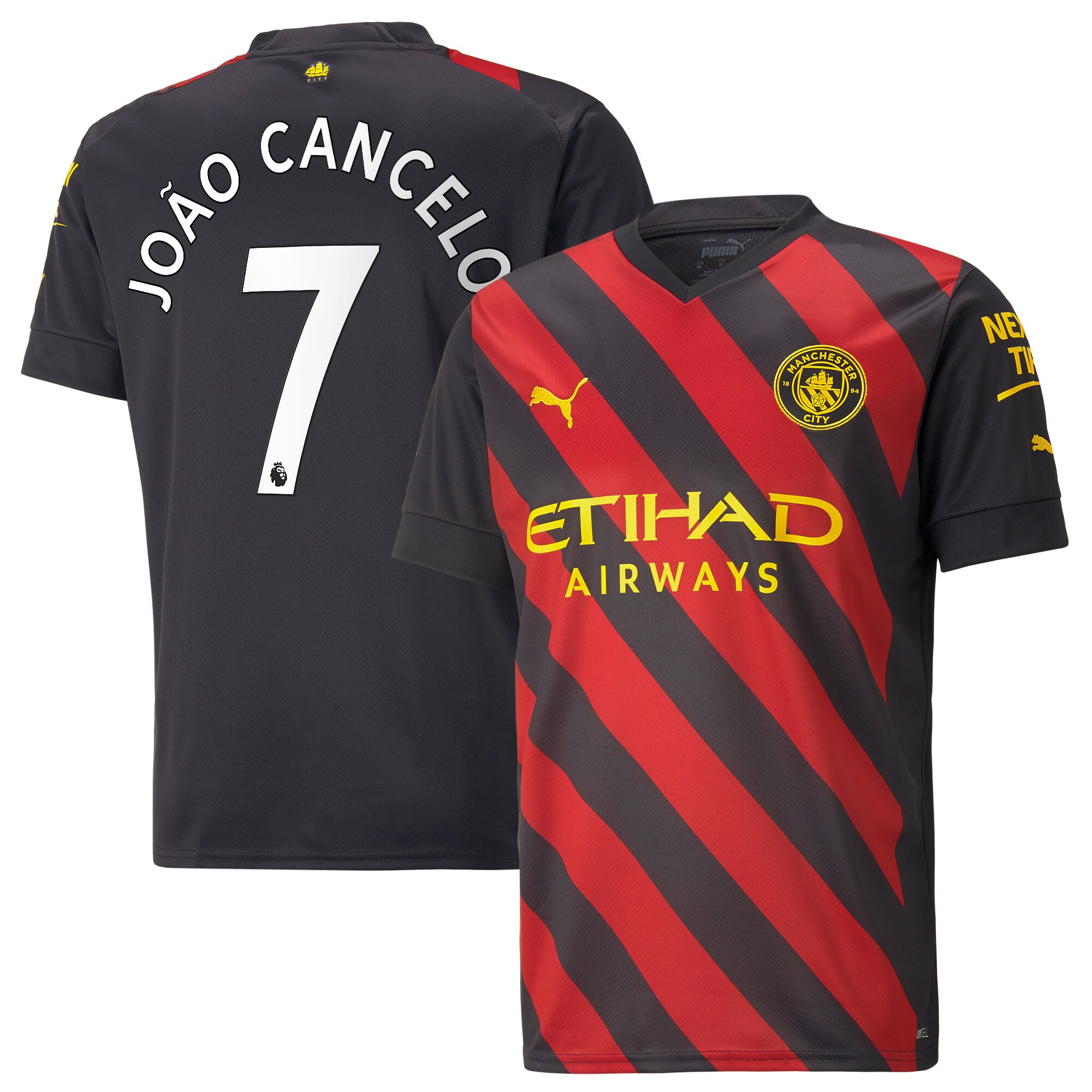 Men's Manchester City Jerseys Black Joao Cancelo 2022/23 Away Printed Player Style