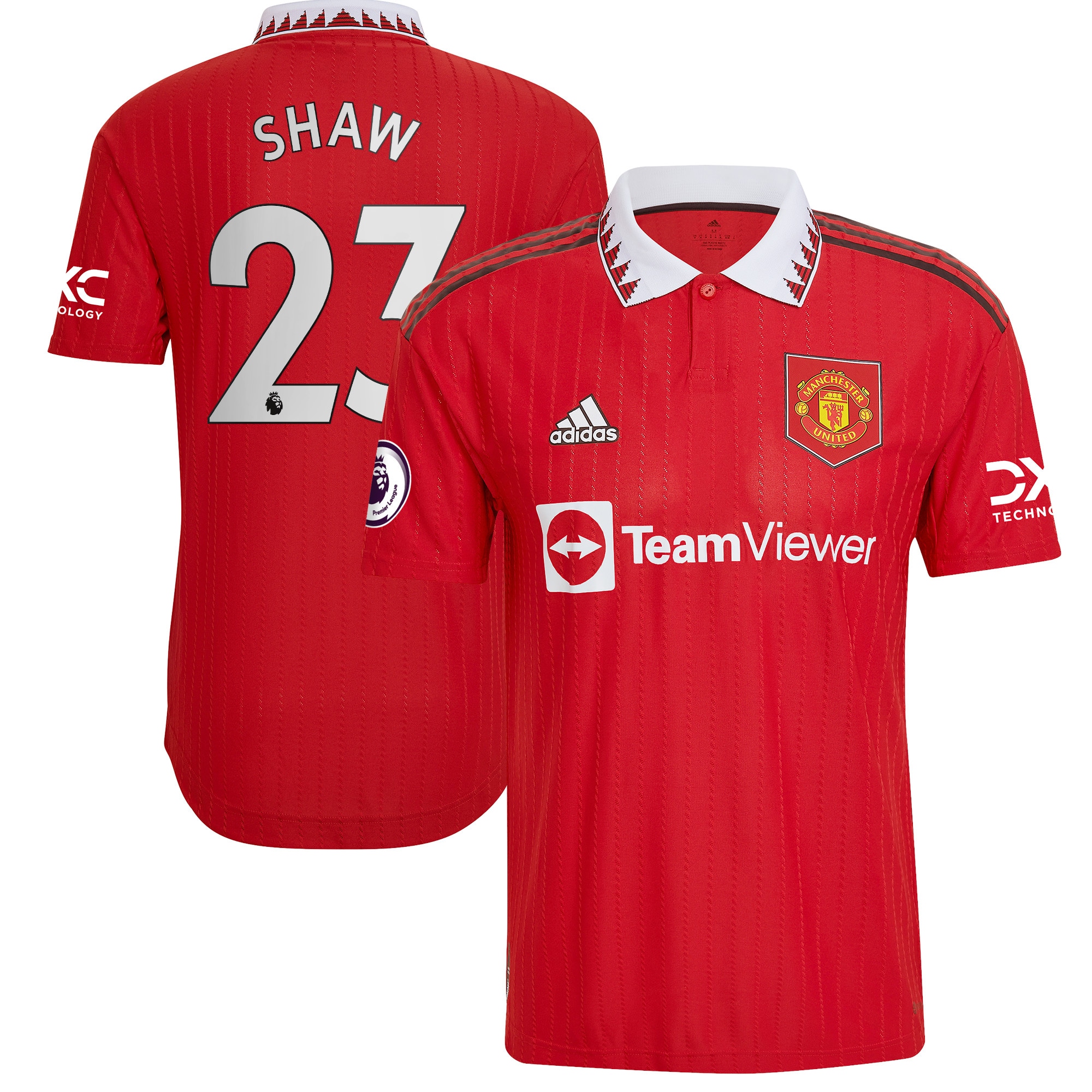 Men's Manchester United Jerseys Red Luke Shaw 2022/23 Home Authentic Player Style