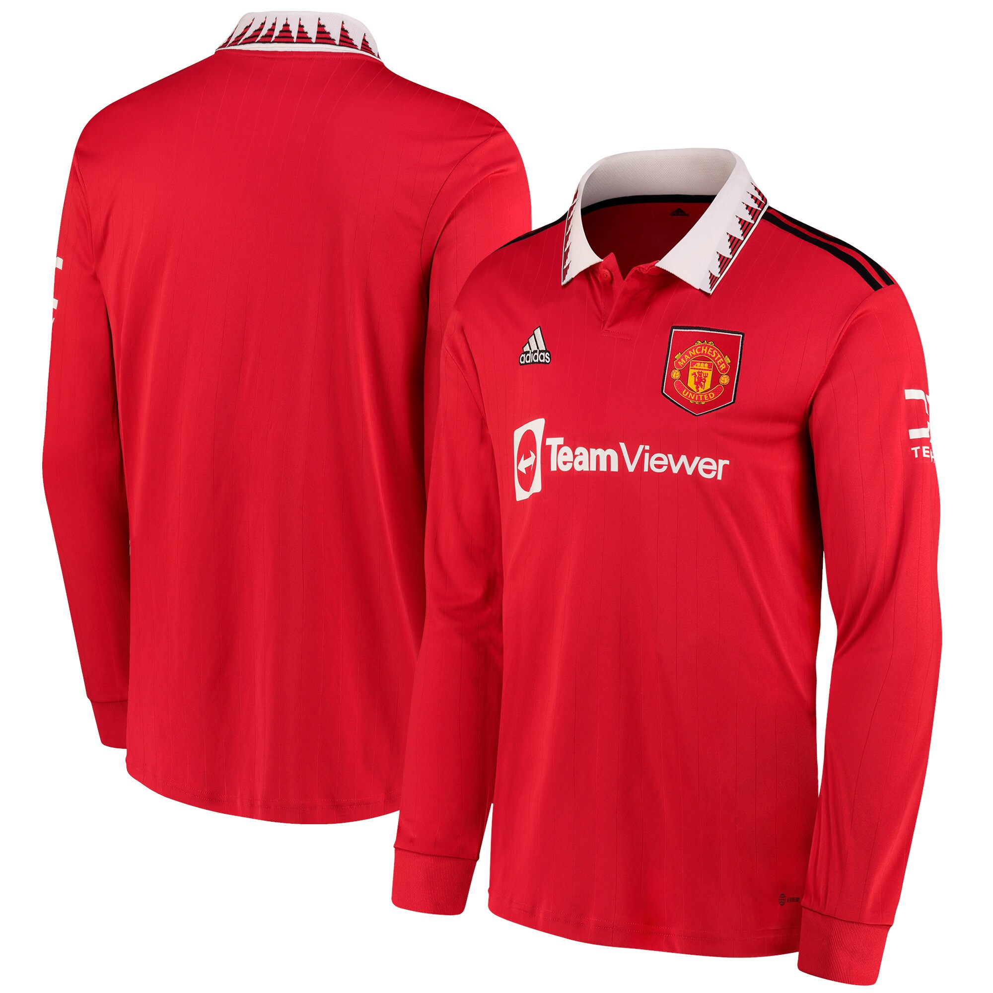 Men's Manchester United Jerseys Red 2022/23 Home Printed Long Sleeve Blank Style