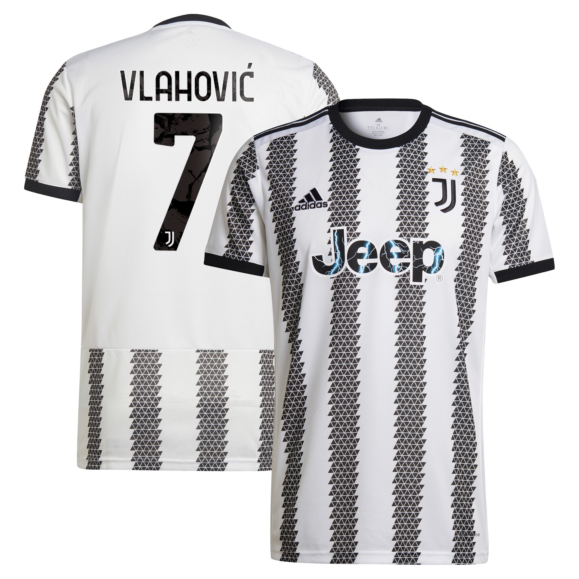 Men's Juventus Jerseys White Dušan Vlahovic 2022/23 Home Printed Player Style