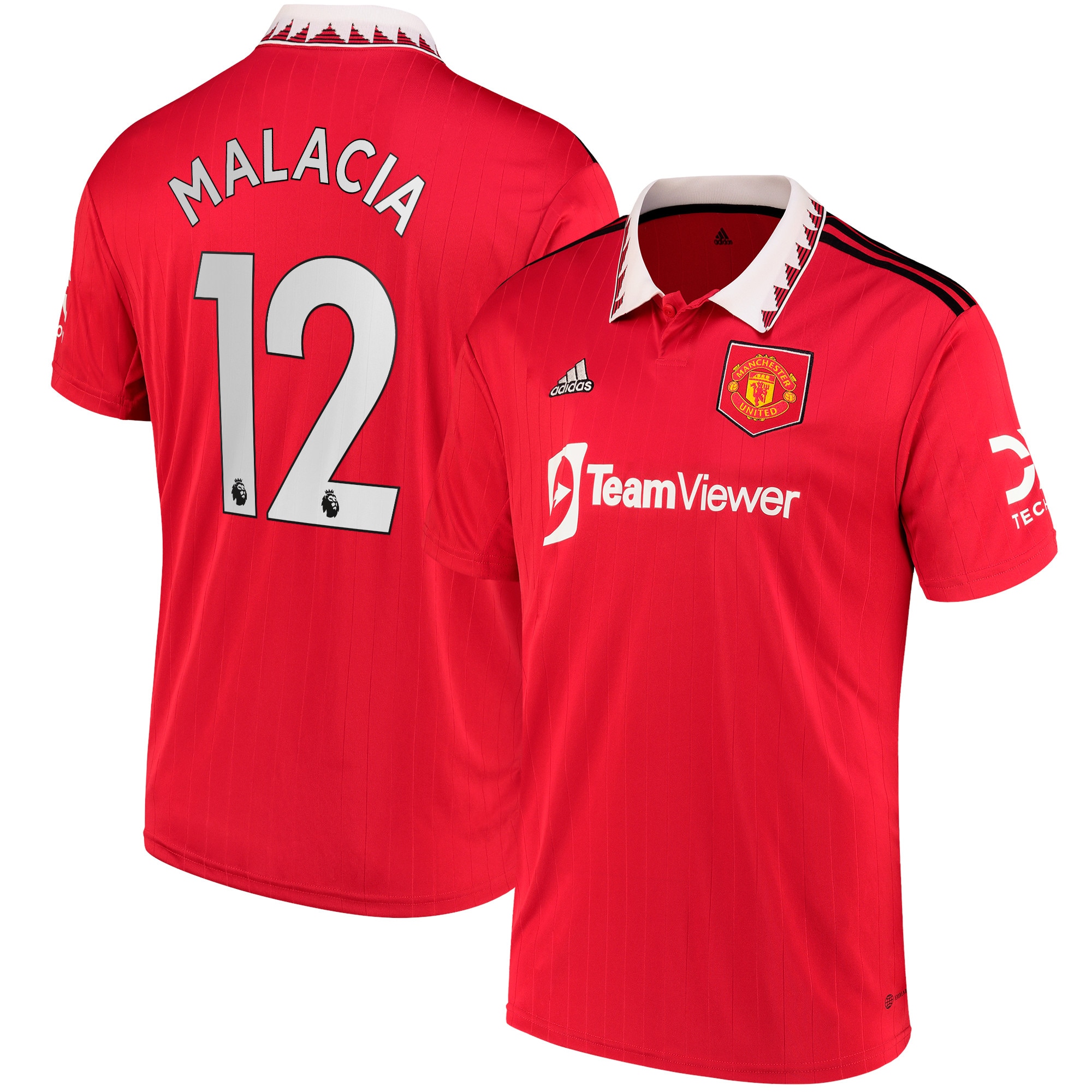 Men's Manchester United Jerseys Red Tyrell Malacia 2022/23 Home Printed Player Style