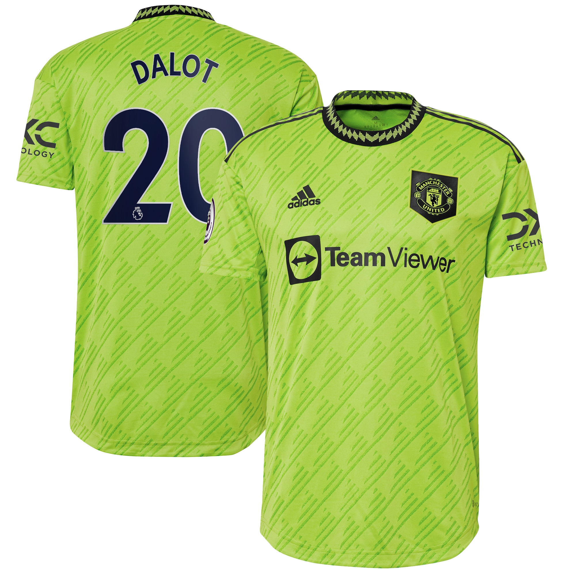 Men's Manchester United Jerseys Neon Green Diogo Dalot 2022/23 Third Authentic Player Style