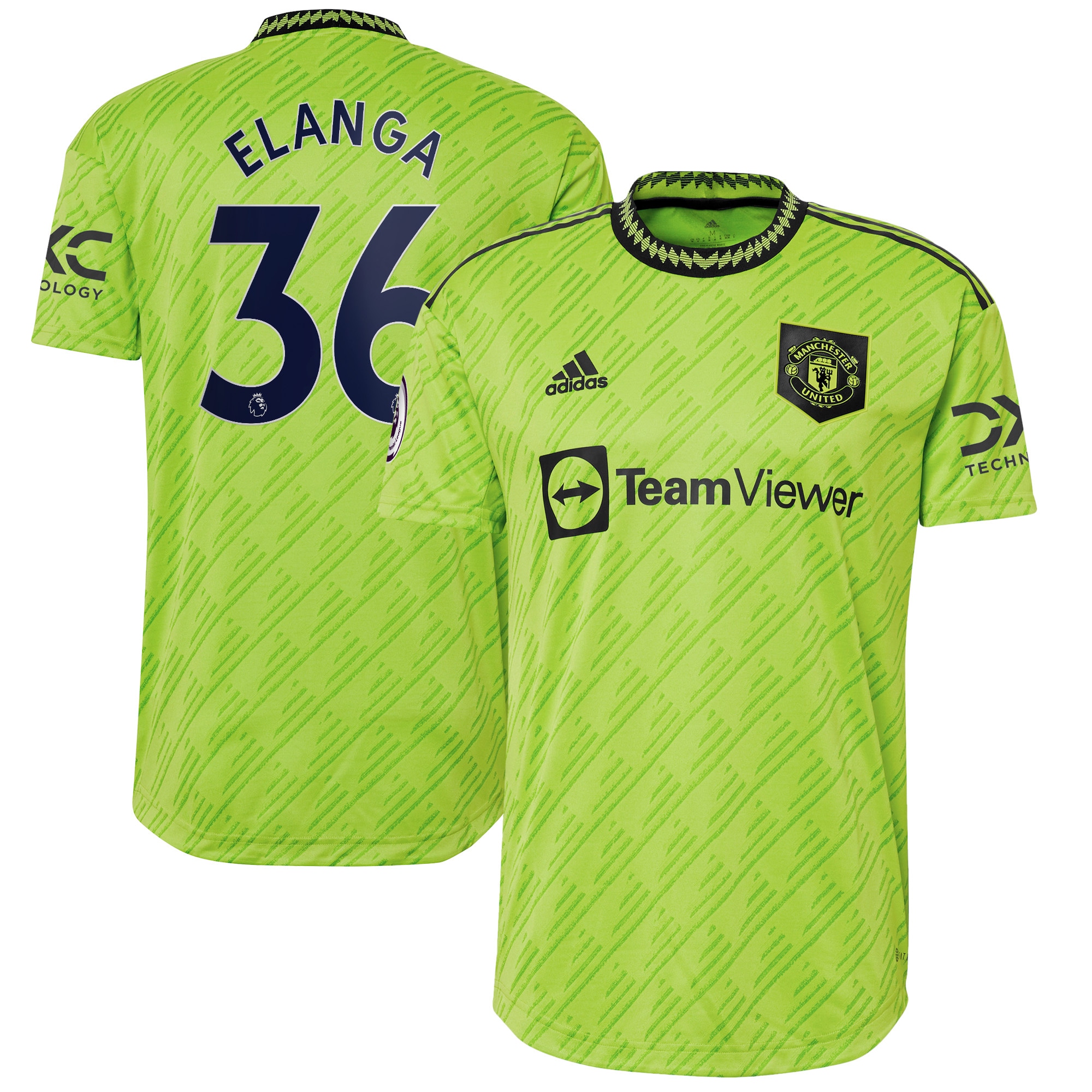 Men's Manchester United Jerseys Neon Green Anthony Elanga 2022/23 Third Authentic Player Style