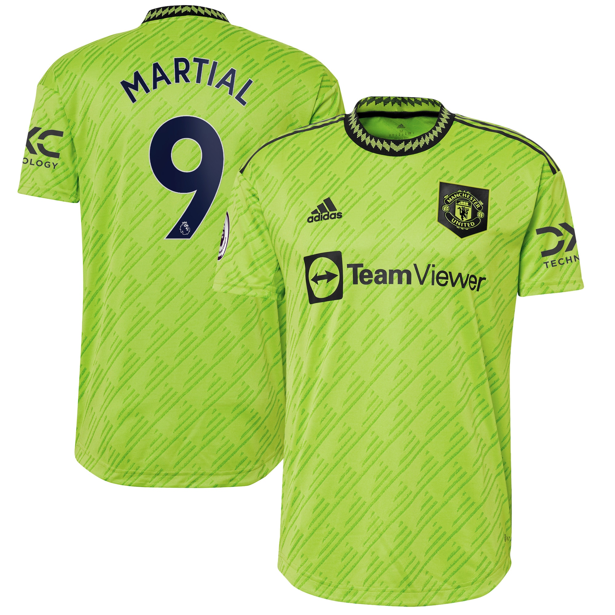 Men's Manchester United Jerseys Neon Green Anthony Martial 2022/23 Third Authentic Player Style
