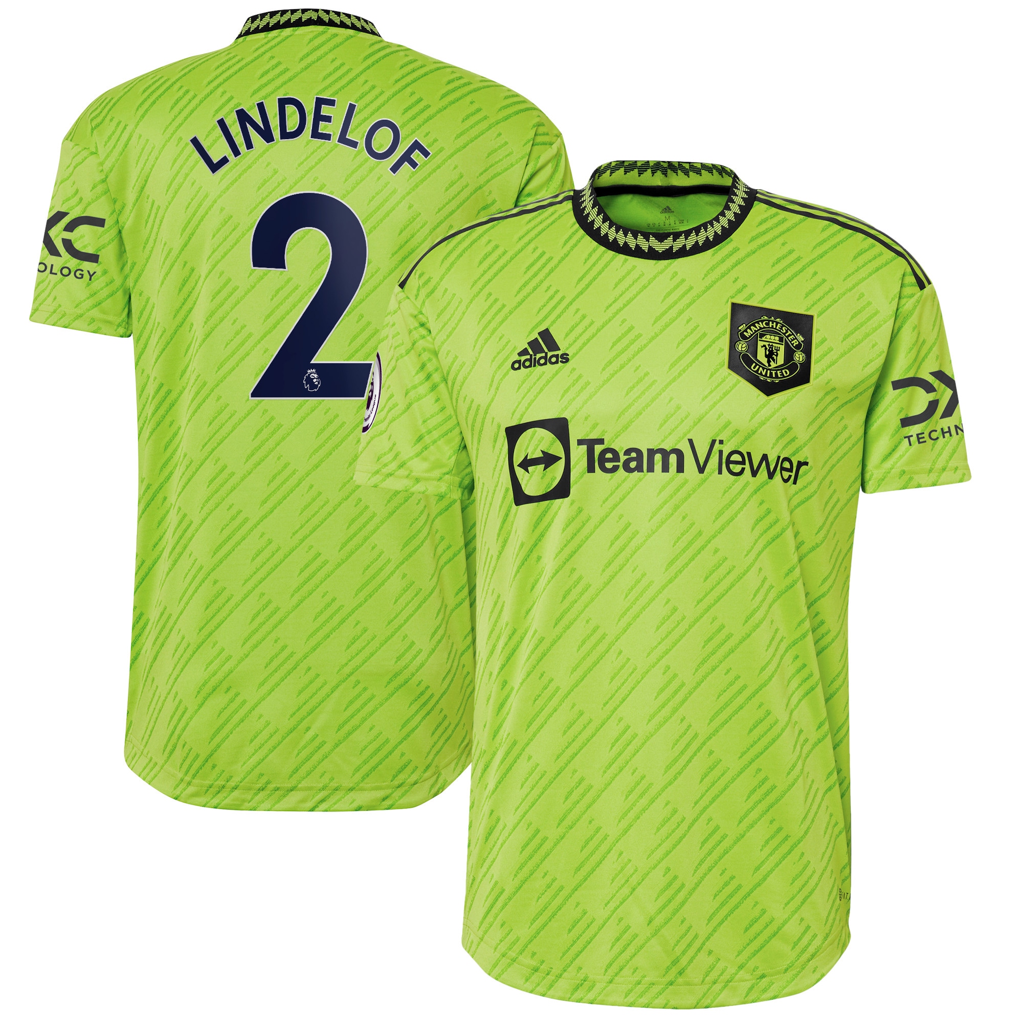Men's Manchester United Jerseys Neon Green Victor Lindelof 2022/23 Third Authentic Player Style
