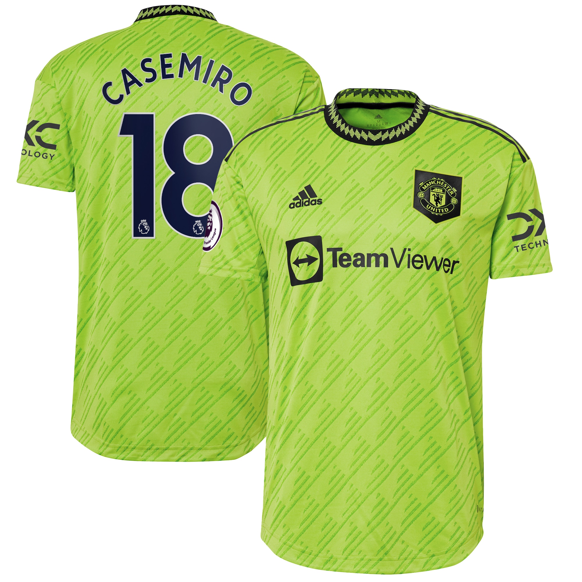 Men's Manchester United Jerseys Neon Green Carlos Casemiro 2022/23 Third Authentic Player Style