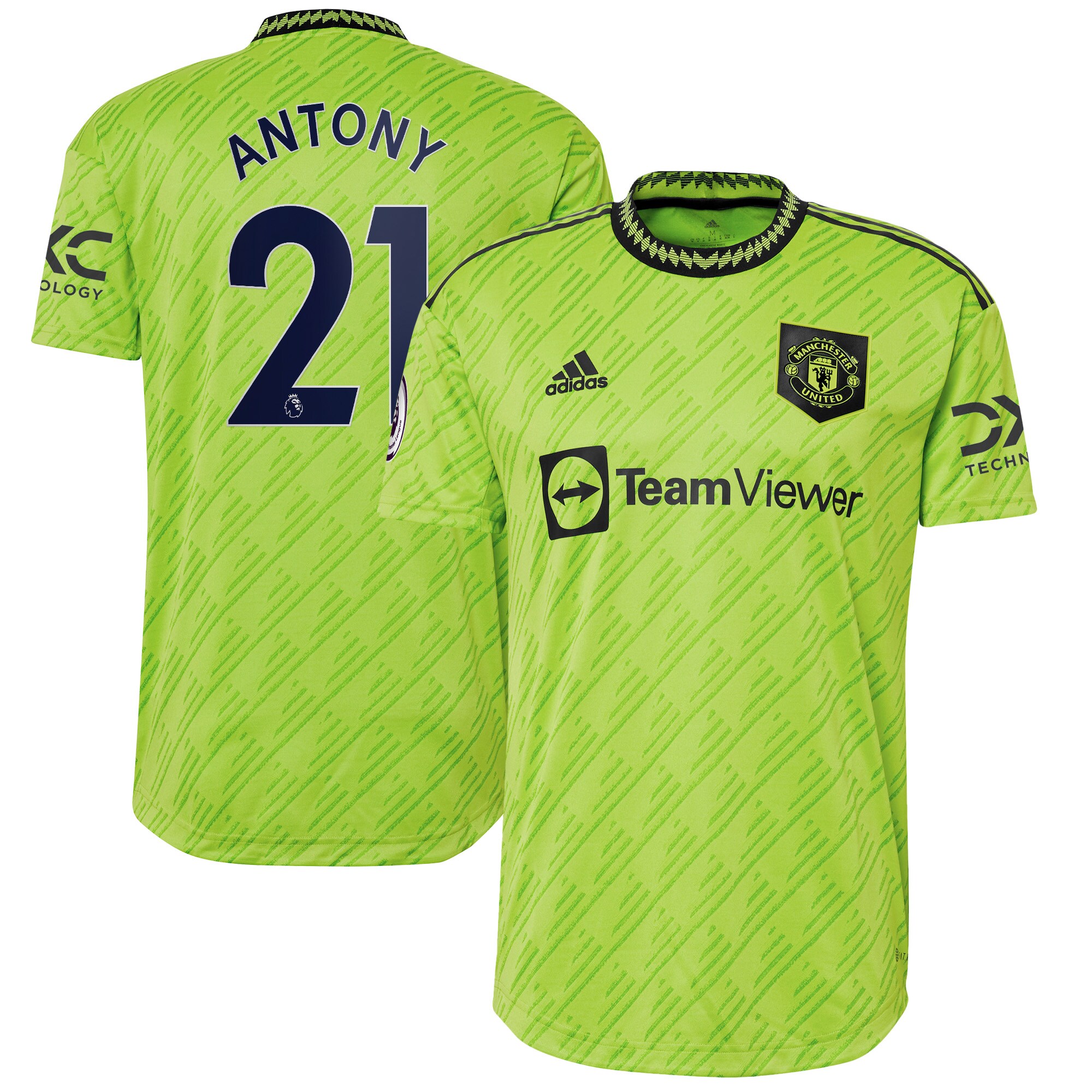 Men's Manchester United Jerseys Neon Green Antony 2022/23 Third Authentic Player Style