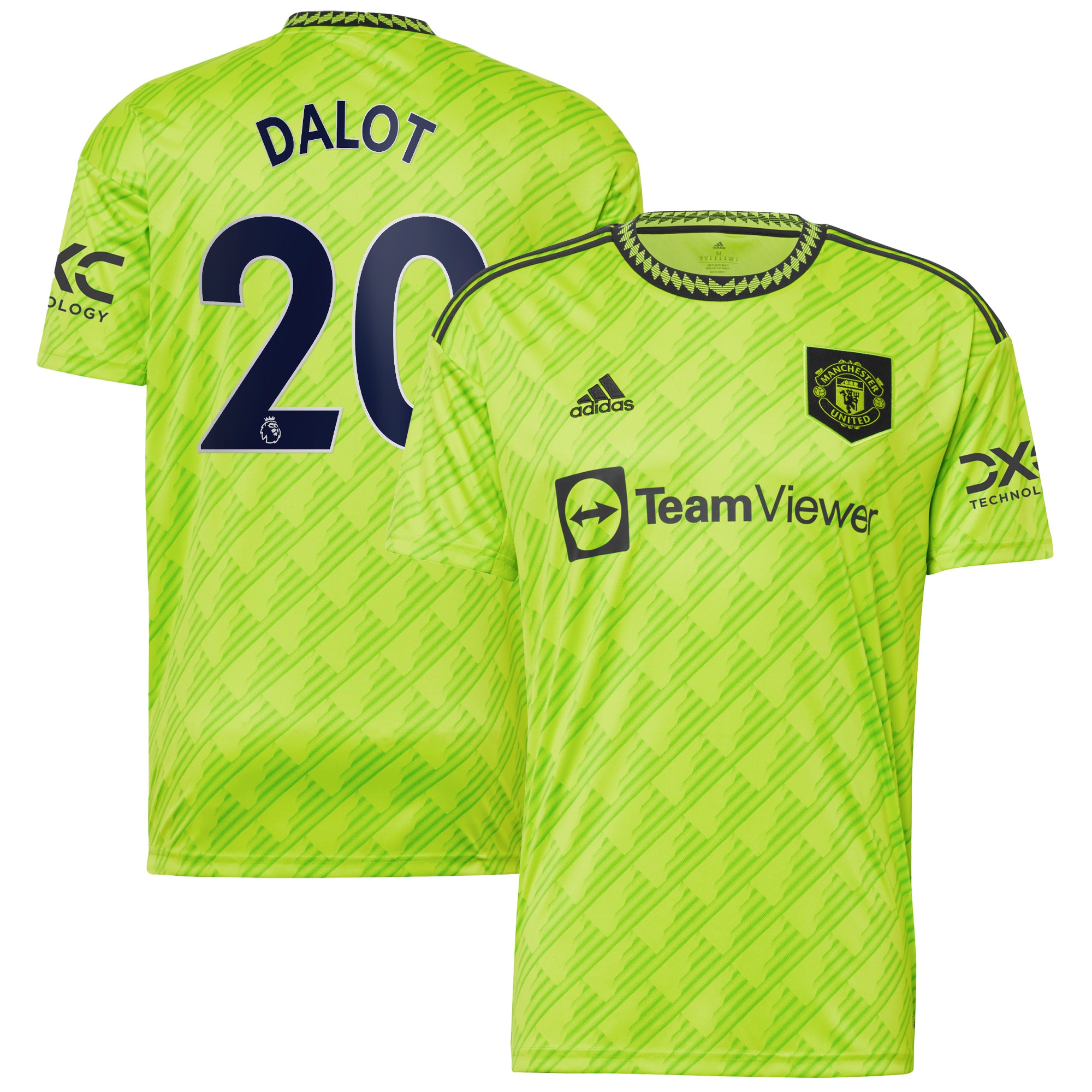 Men's Manchester United Jerseys Neon Green Diogo Dalot 2022/23 Third Printed Player Style