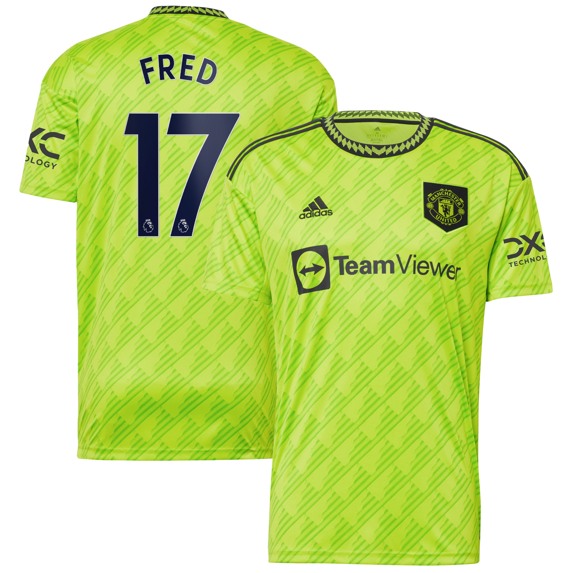 Men's Manchester United Jerseys Neon Green Fred 2022/23 Third Printed Player Style