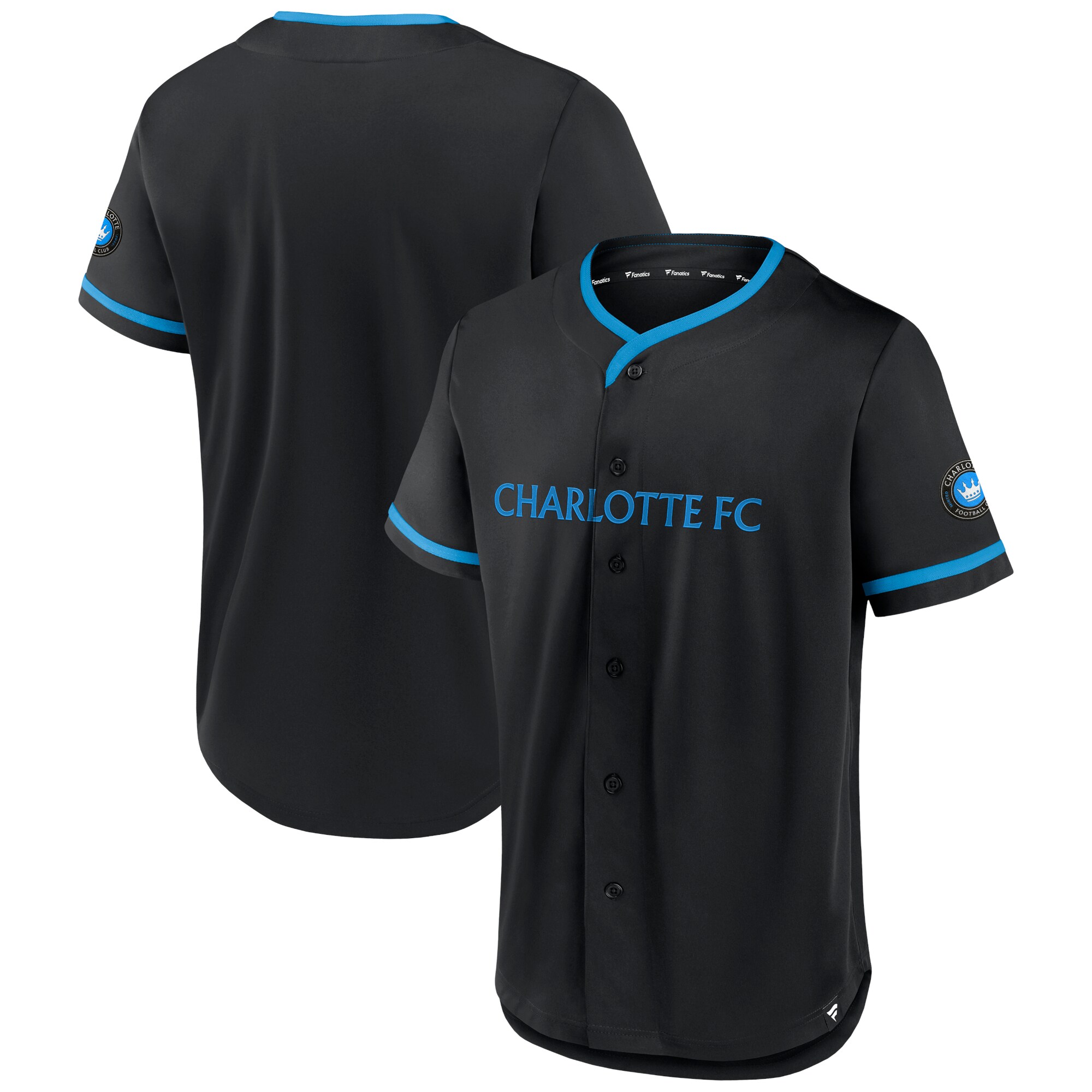 Men's Charlotte FC Jerseys Black/Blue Ultimate Player Baseball Style