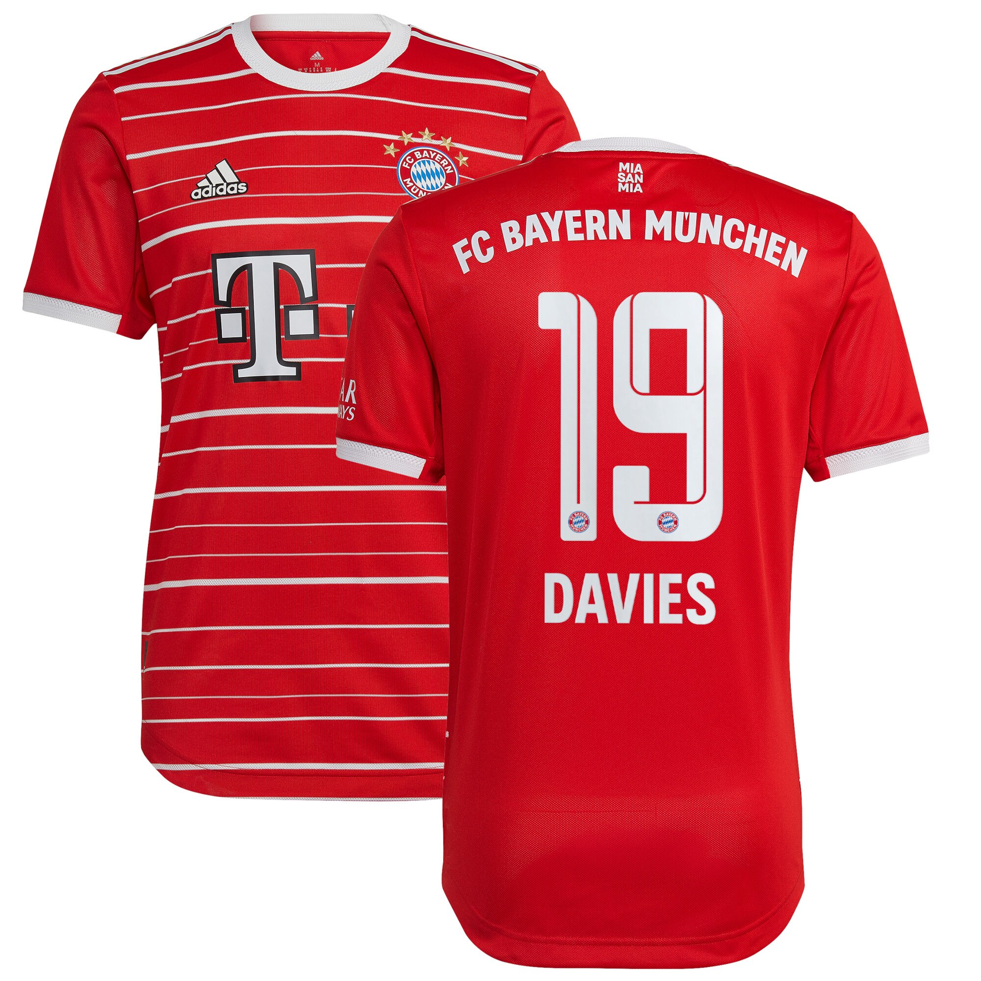 Men Bayern Munich Shirts Alphonso Davies Authentic Shirt 2022-23 Davies 19 Printing