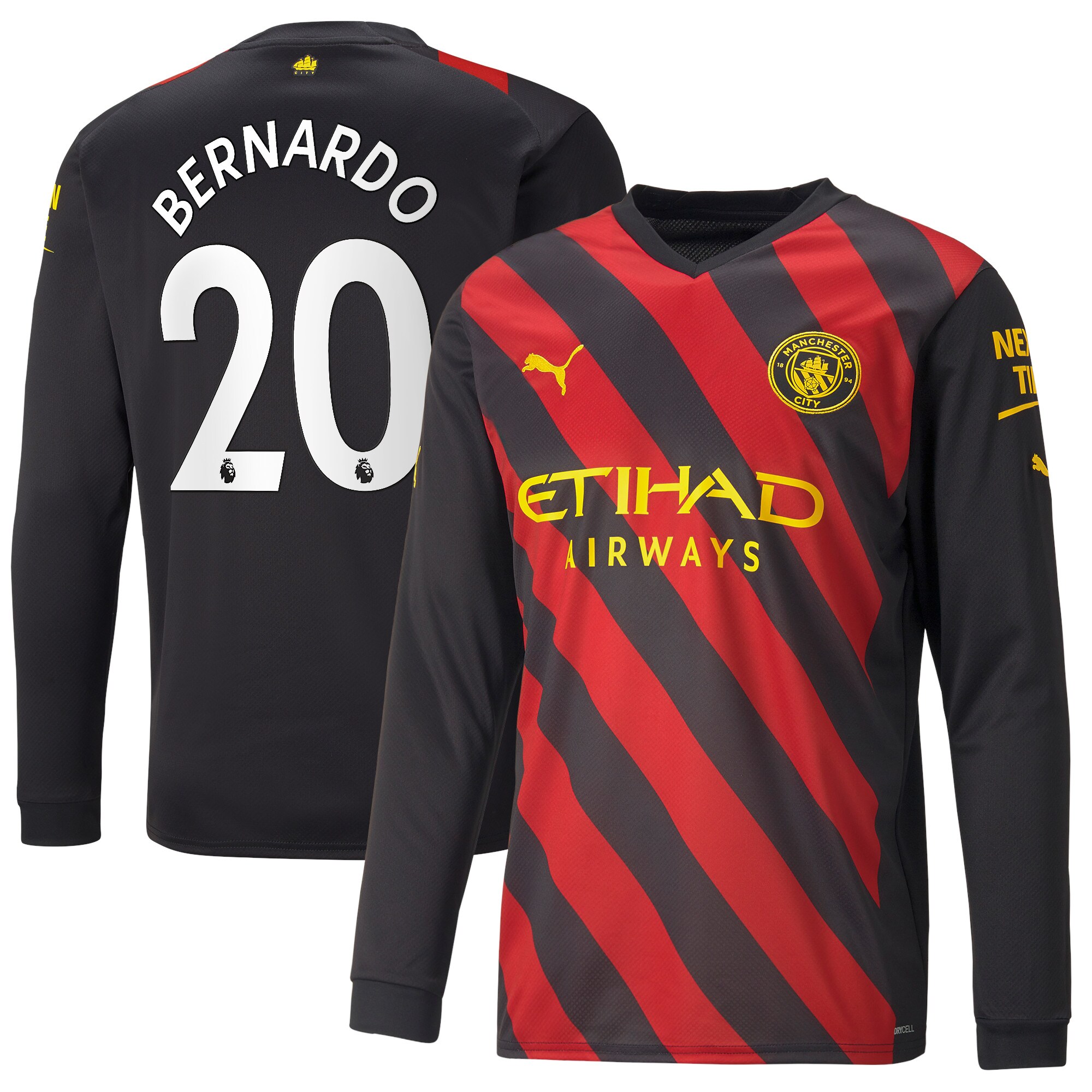 Men Manchester City Away Shirts Bernardo Silva Shirt 2022-23 Long Sleeve Bernardo 20 Printing