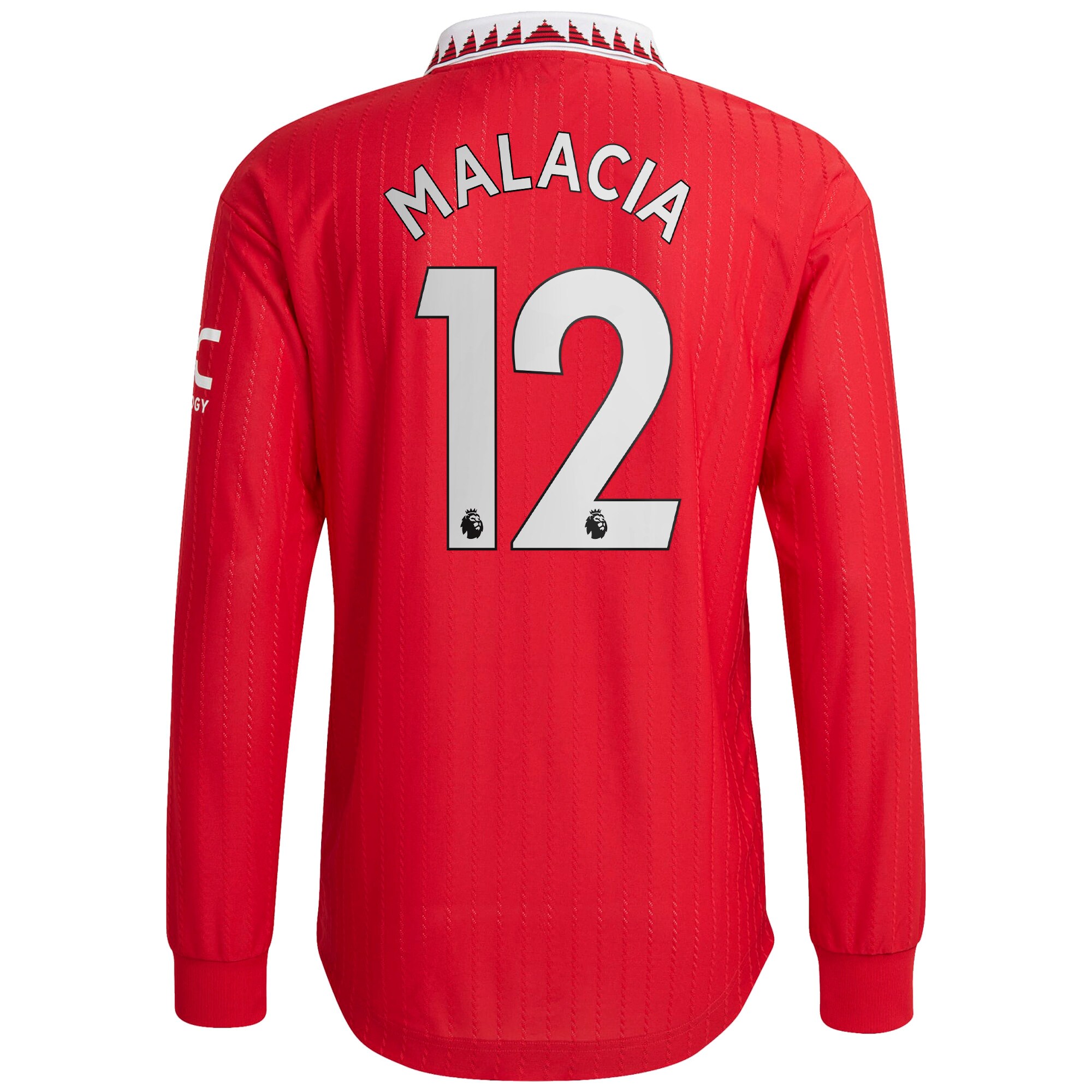 Men Manchester United Home Shirts Tyrell Malacia Authentic Shirt 2022-23 Long Sleeve Malacia 12 Printing