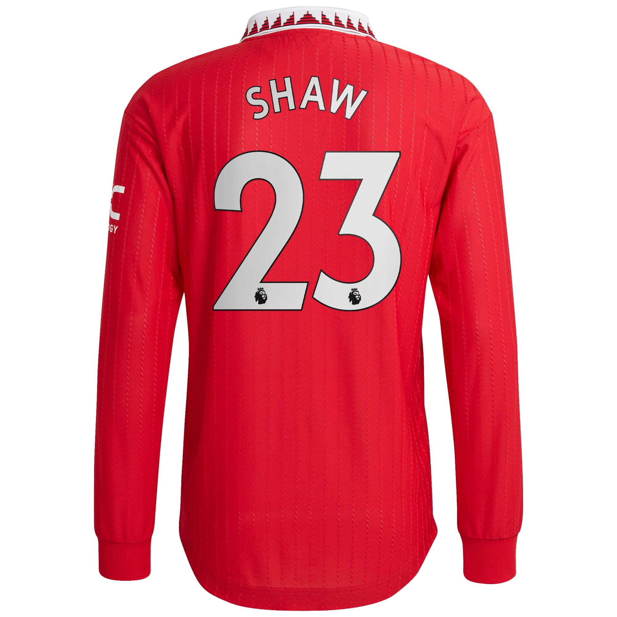 Men Manchester United Home Shirts Luke Shaw Authentic Shirt 2022-23 Long Sleeve Shaw 23 Printing
