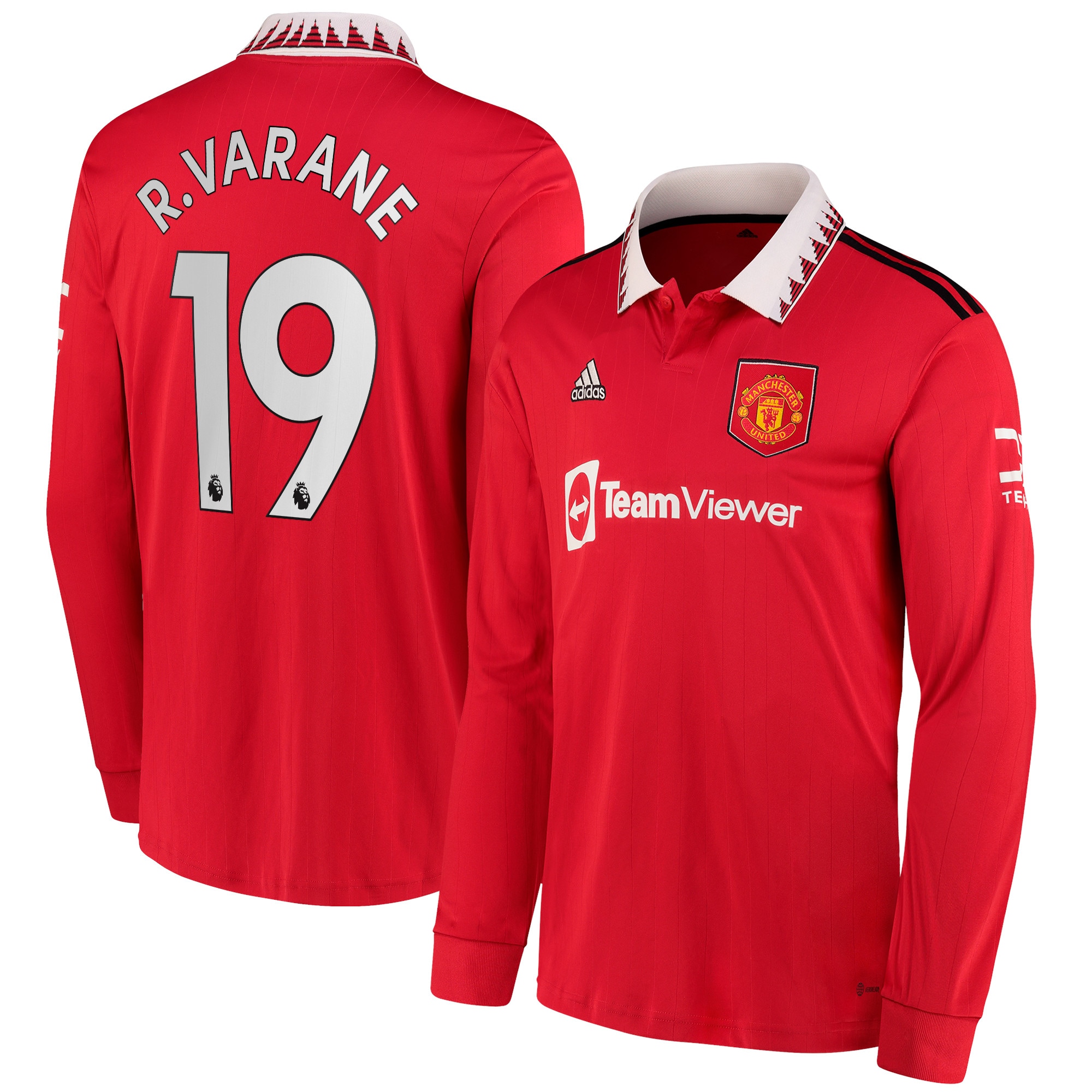 Men Manchester United Home Shirts Raphael Varane Shirt 2022-23 Long Sleeve R. Varane 19 Printing