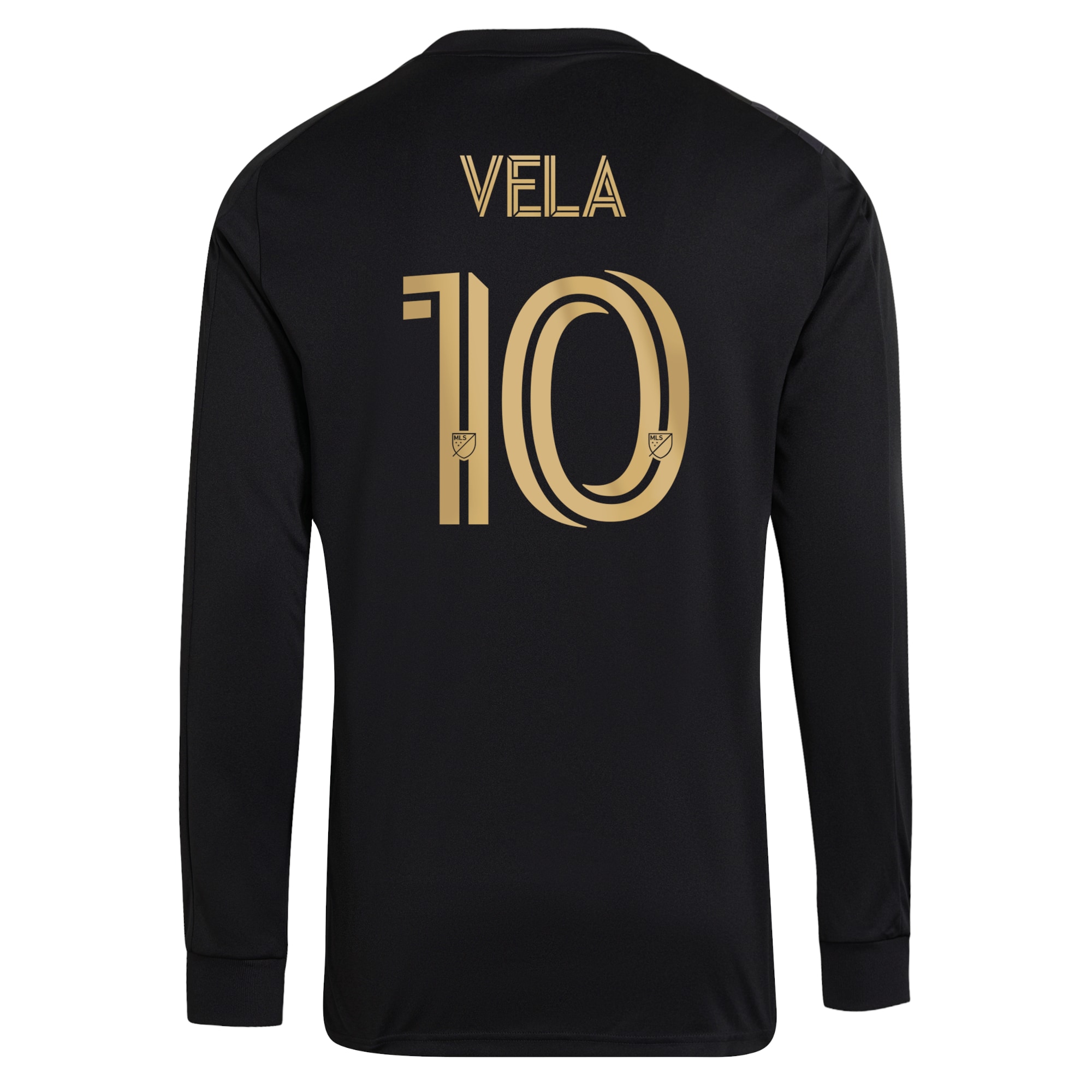 Men's LAFC Jerseys Black Carlos Vela 2021 Primary Long Sleeve Printed Player Style