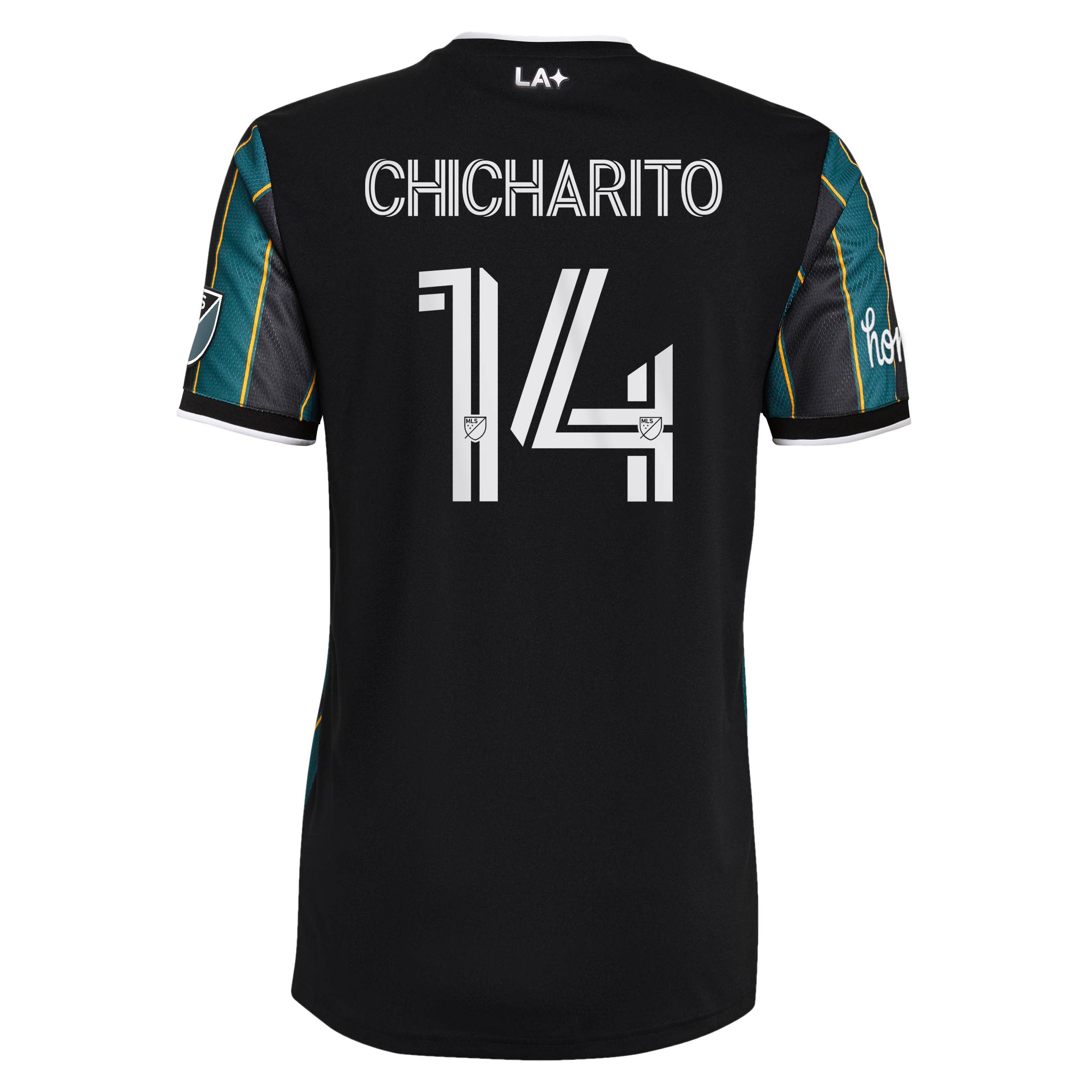 Men's LA Galaxy Jerseys Black Chicharito 2021 The Community Kit Authentic Player Style