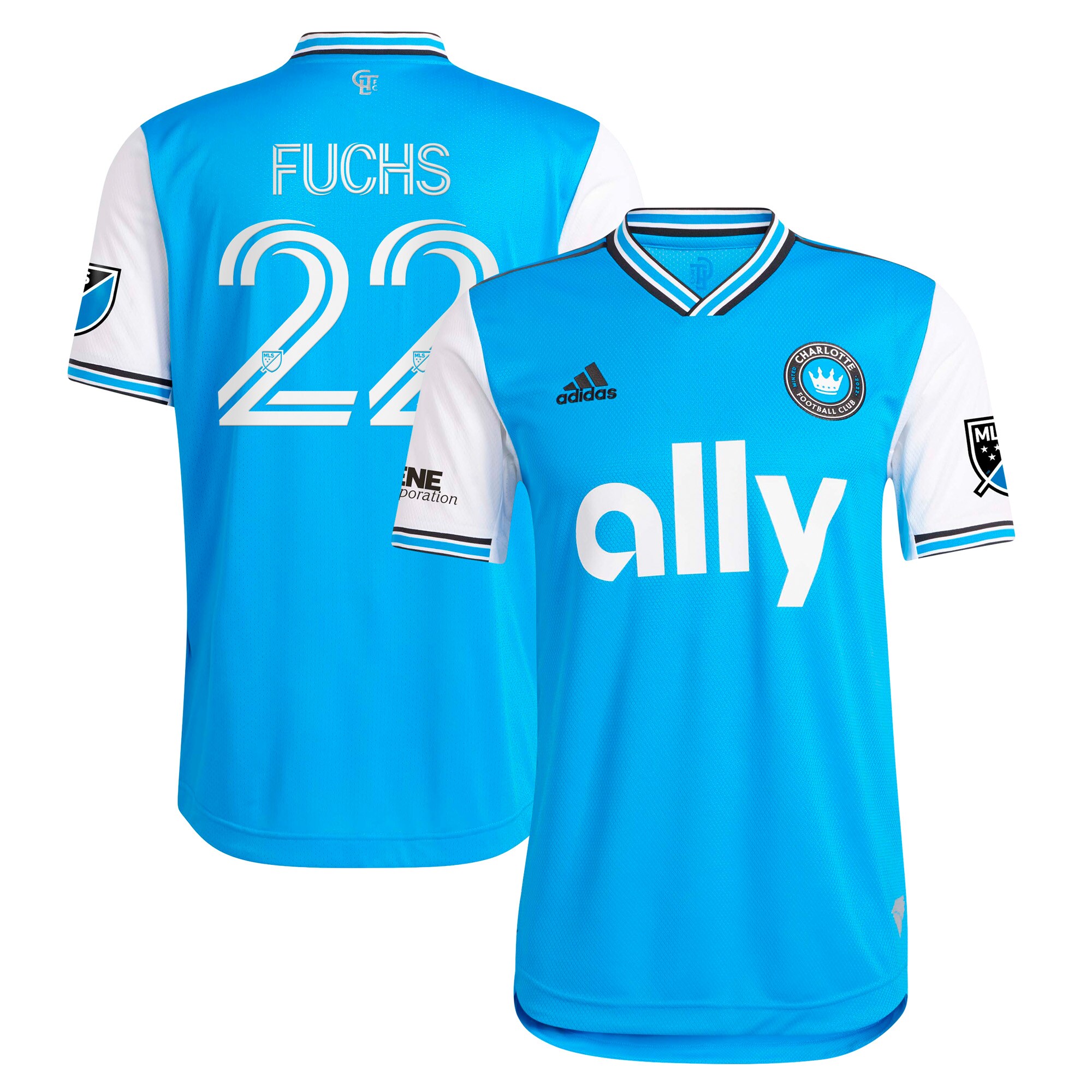 Men's Charlotte FC Jerseys Blue Christian Fuchs 2022 Primary Authentic Player Style
