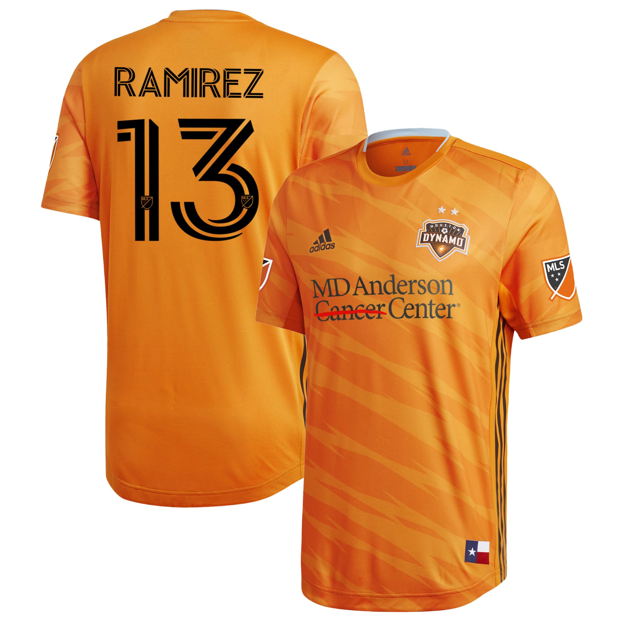 Men's Houston Dynamo FC Jerseys Orange Christian Ramirez Houston Dynamo 2020 Primary Authentic Player Style