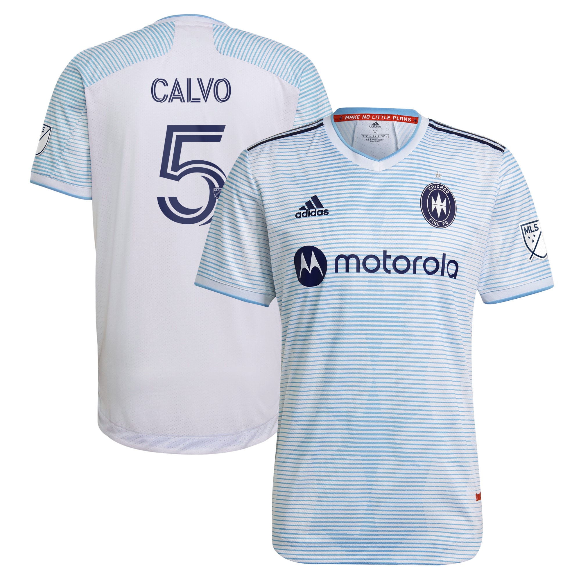 Men's Chicago Fire Jerseys White Francisco Calvo 2021 Secondary Authentic Player Style