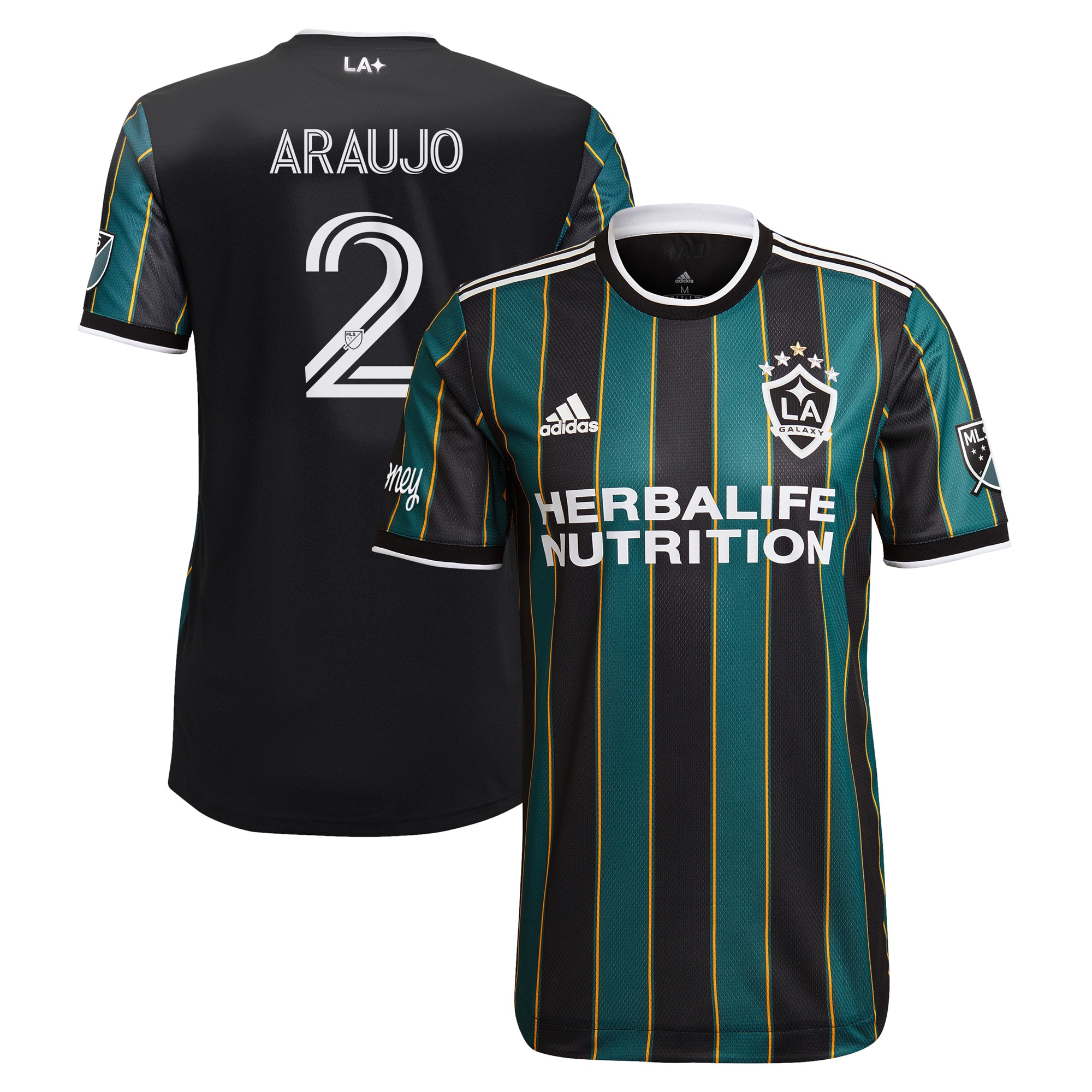 Men's LA Galaxy Jerseys Black Julian Araujo 2021 The Community Kit Authentic Player Style