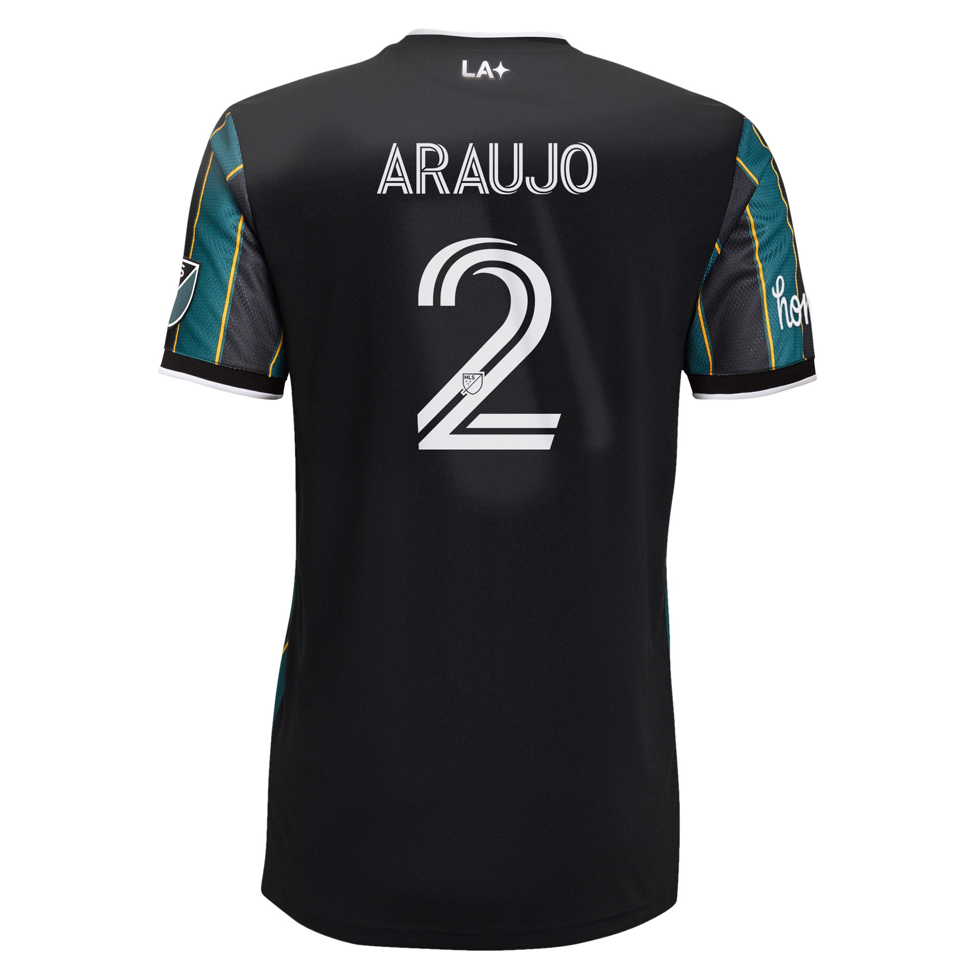 Men's LA Galaxy Jerseys Black Julian Araujo 2021 The Community Kit Authentic Player Style