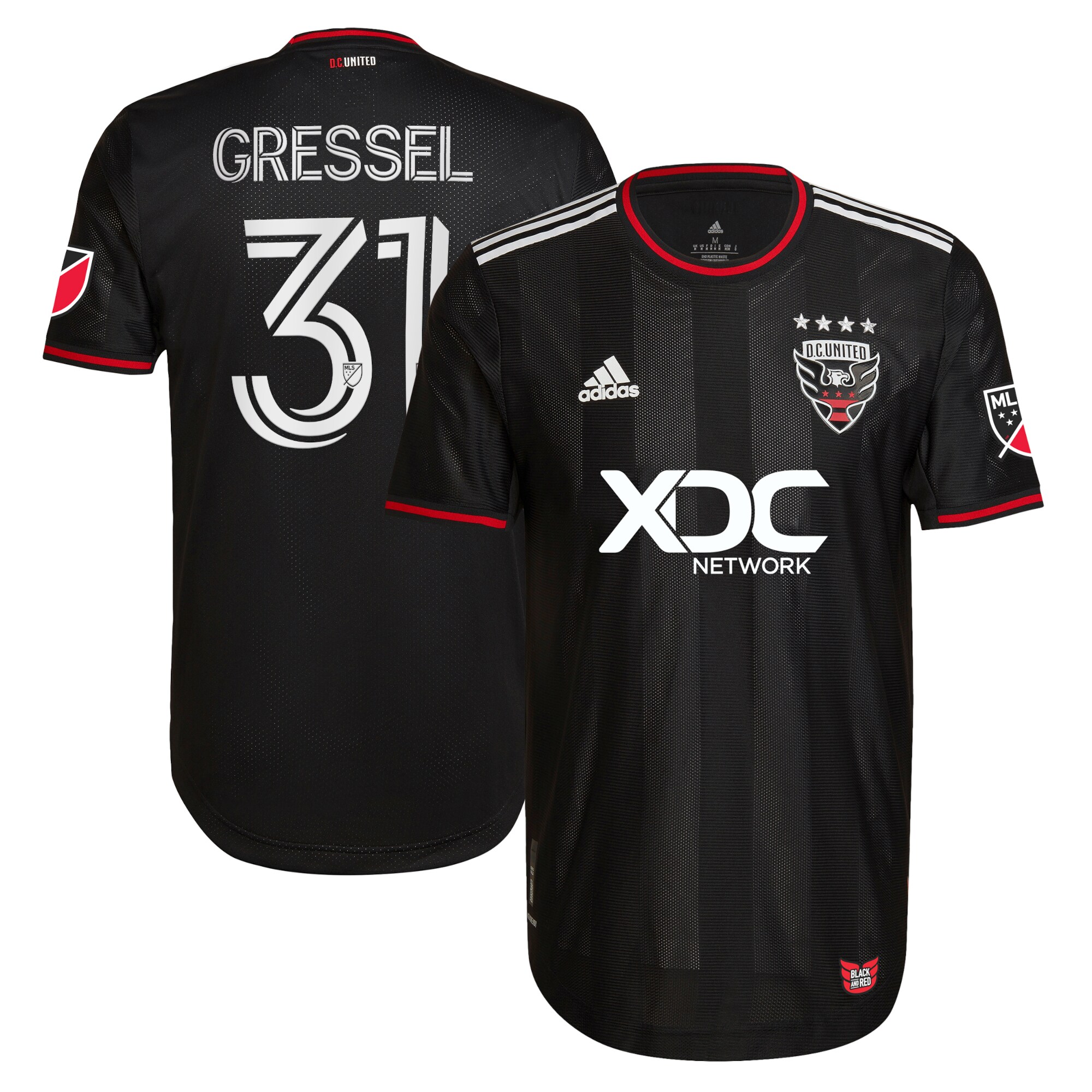 Men's D.C. United Jerseys Black Julian Gressel 2022 and Red Kit Authentic Player Style