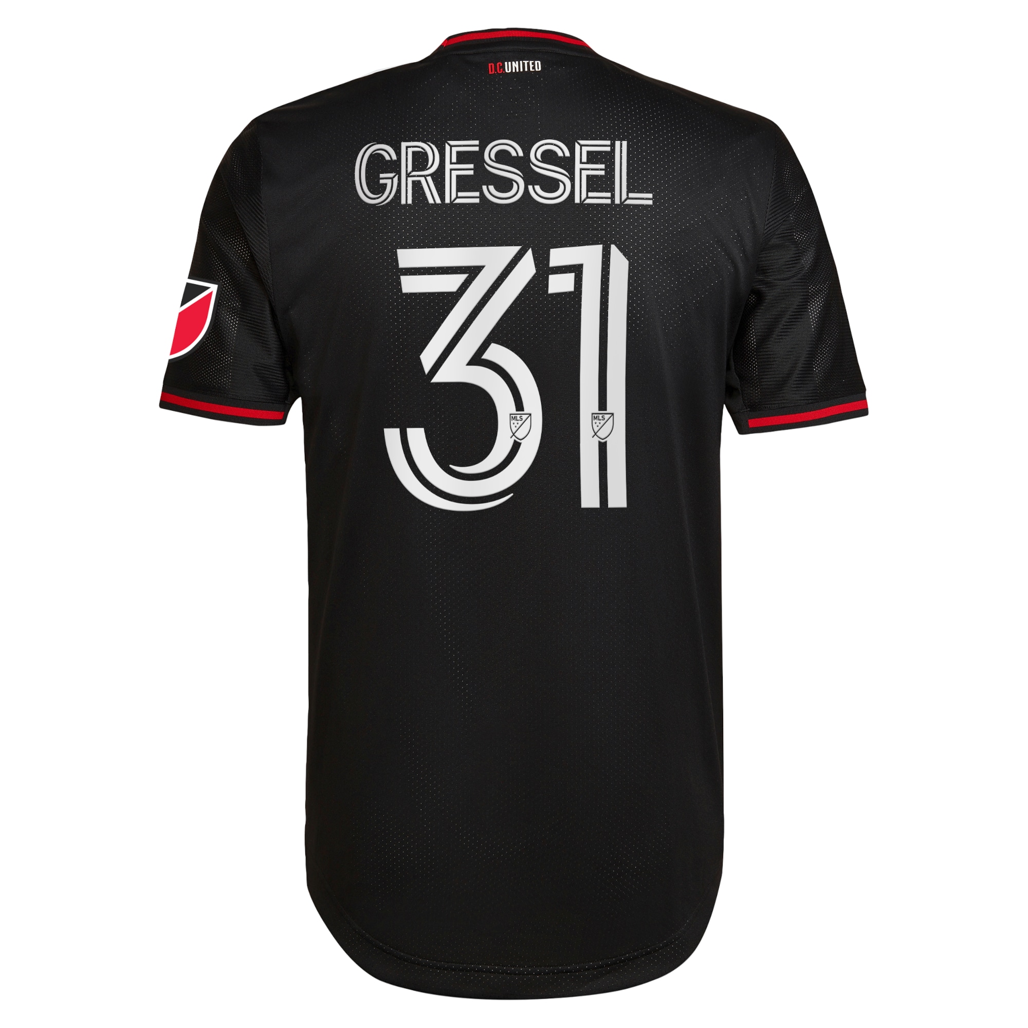 Men's D.C. United Jerseys Black Julian Gressel 2022 and Red Kit Authentic Player Style
