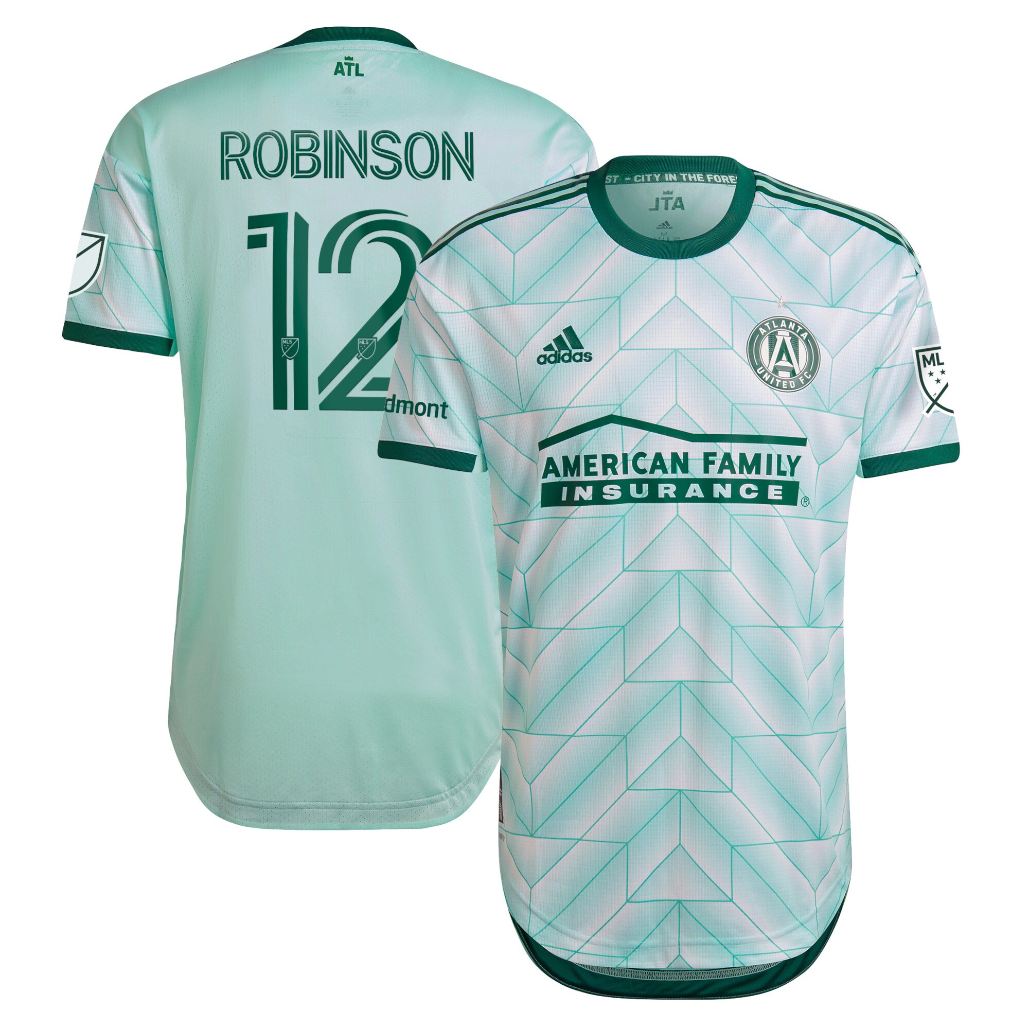 Men's Atlanta United FC Jerseys Mint Miles Robinson 2022 The Forest Kit Authentic Player Style