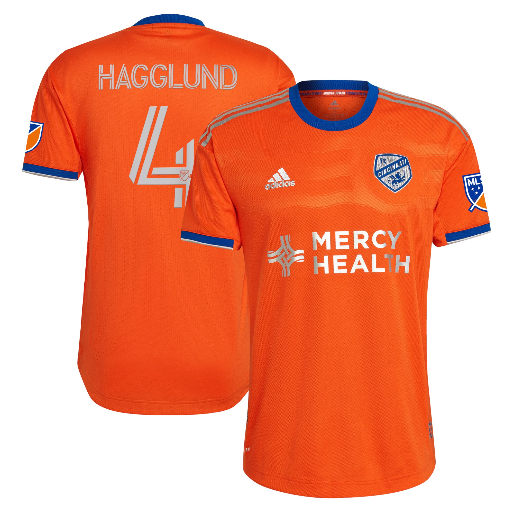 Men's FC Cincinnati Jerseys Orange Nick Hagglund 2022 Juncta Juvant Kit Authentic Player Style