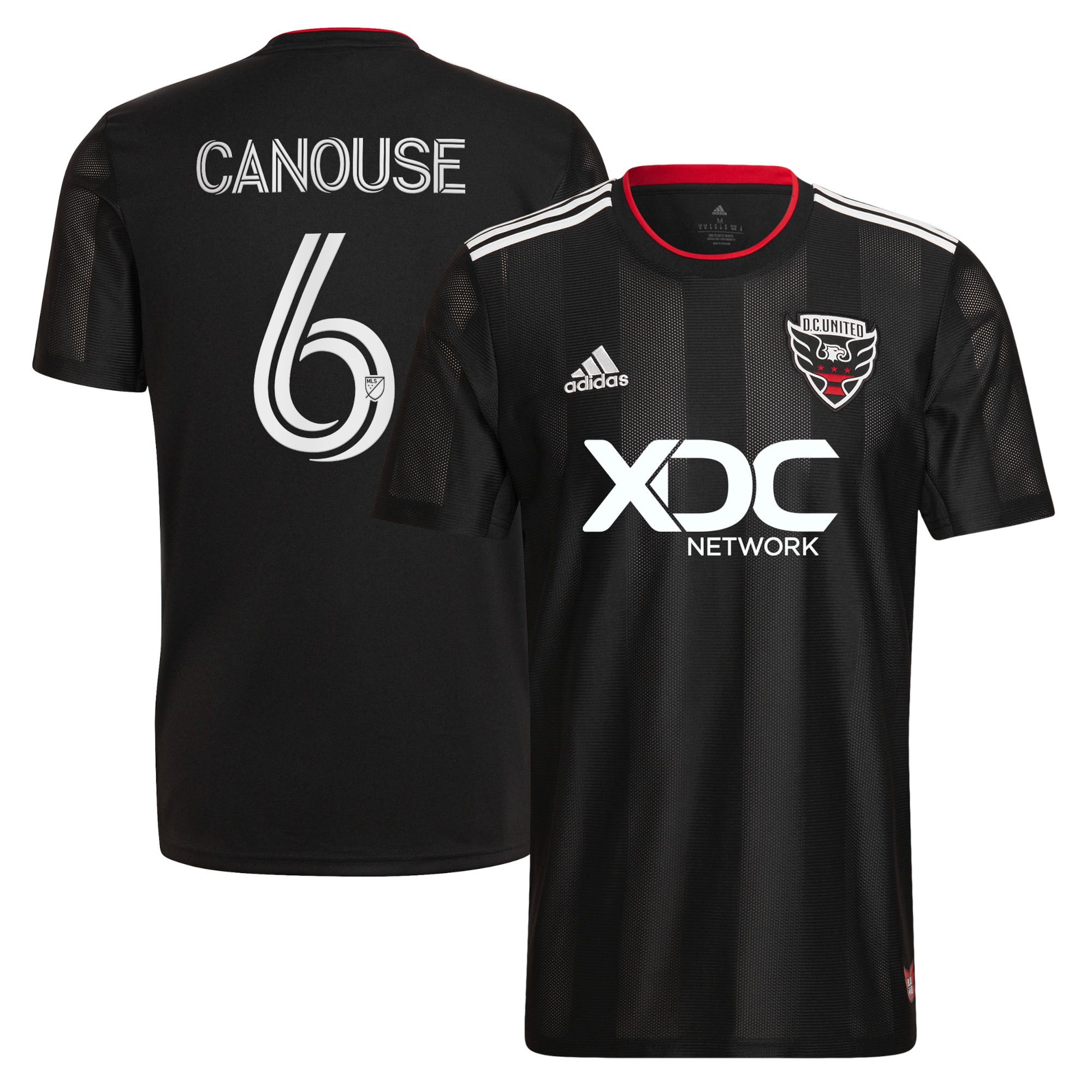 Men's D.C. United Jerseys Black Russell Canouse 2022 and Red Kit Printed Player Style
