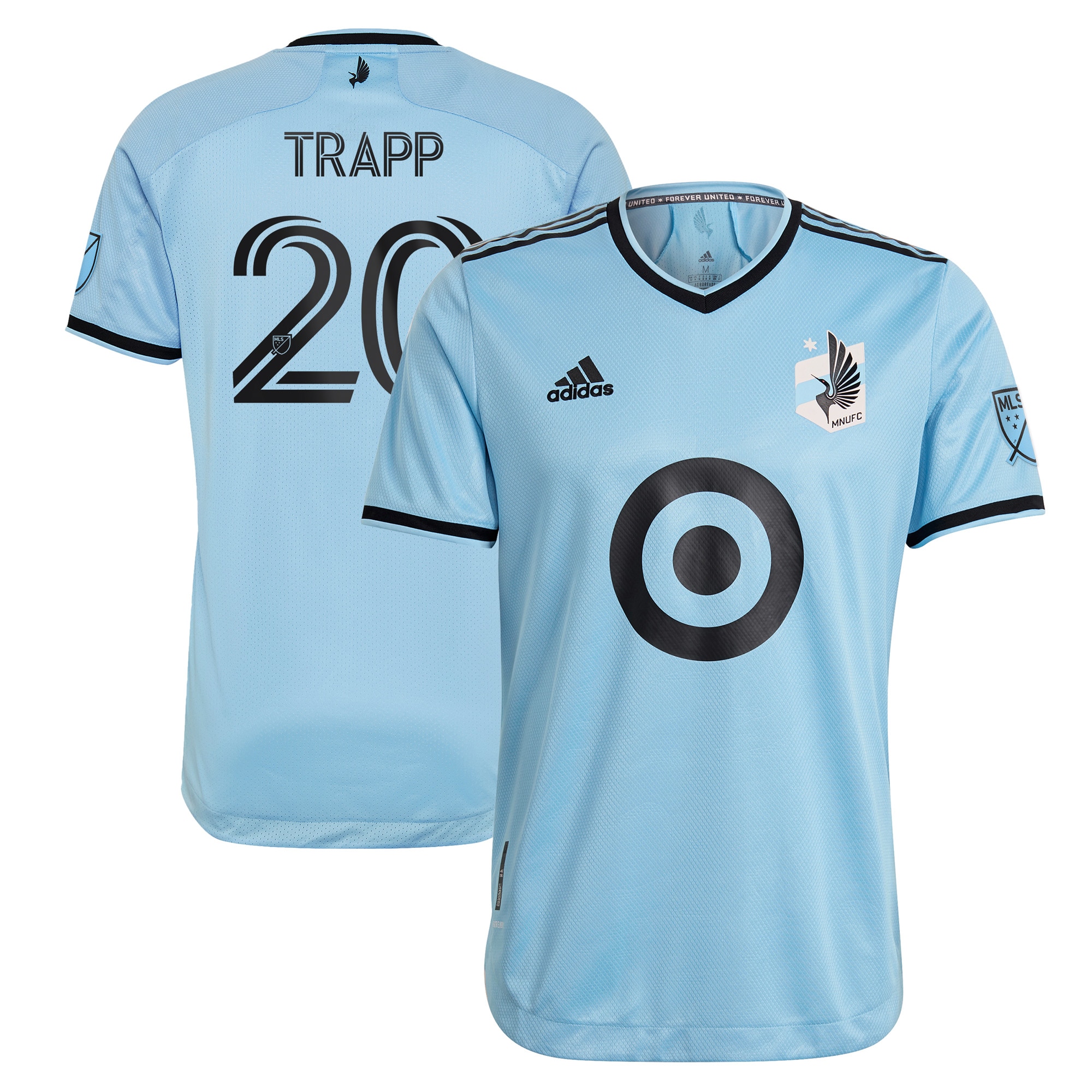 Men's Minnesota United FC Jerseys Light Blue Wil Trapp 2021 The River Kit Authentic Player Style