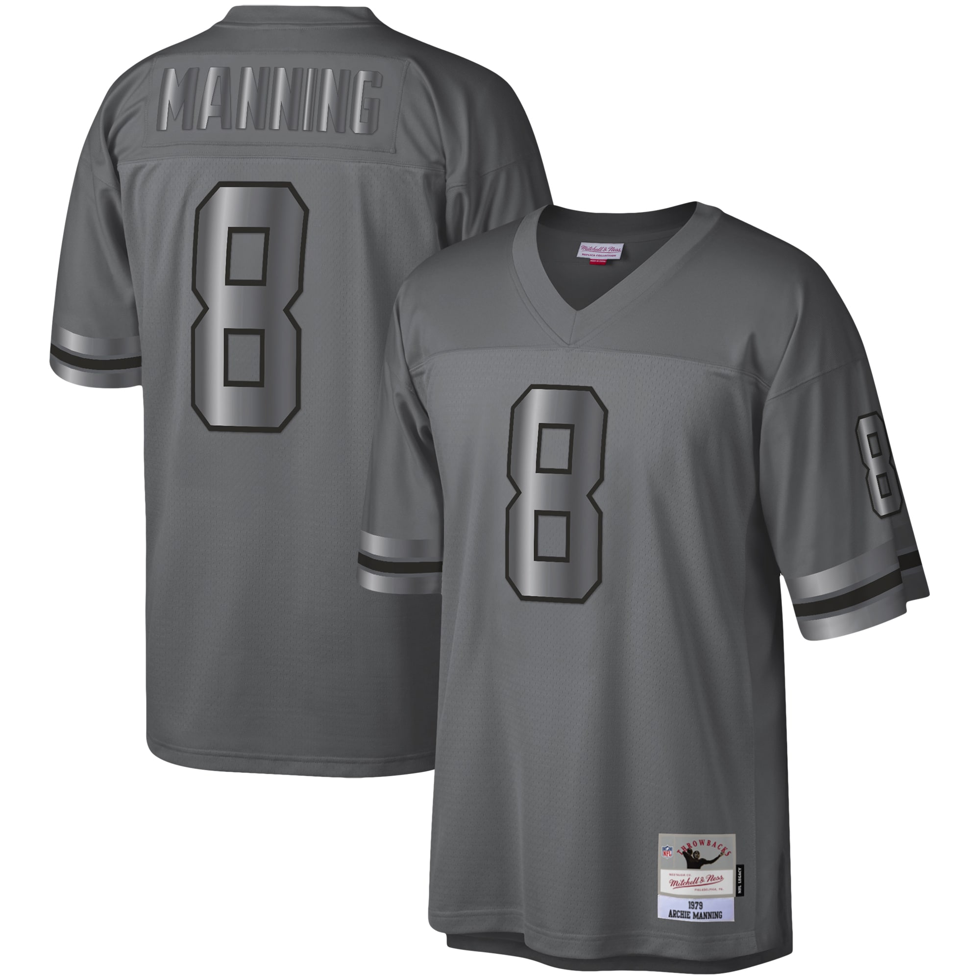 Men's New Orleans Saints Jerseys Charcoal Archie Manning 1979 Retired Player Metal Legacy Style