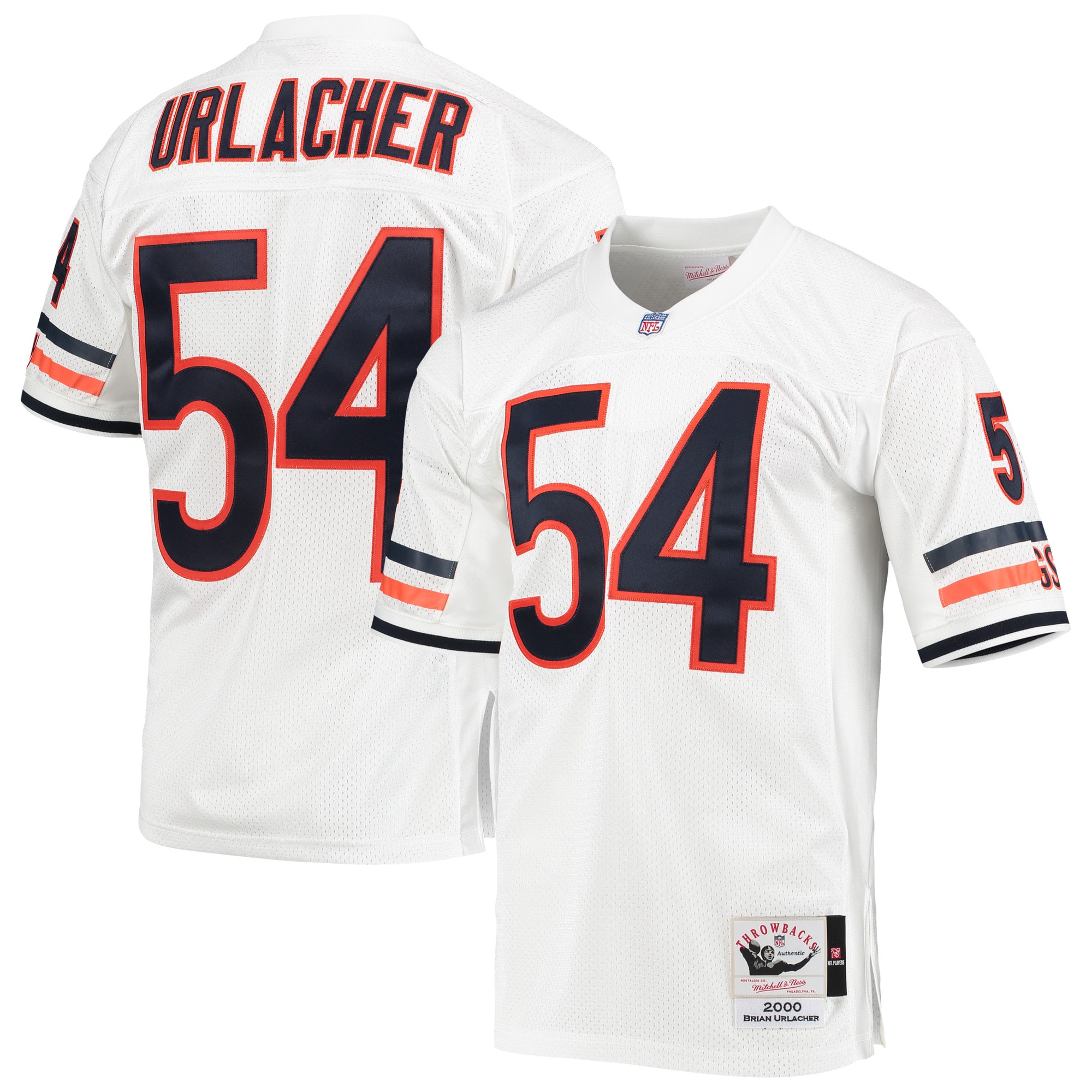 Men's Chicago Bears Jerseys White Brian Urlacher 2000 Authentic Throwback Retired Player Style