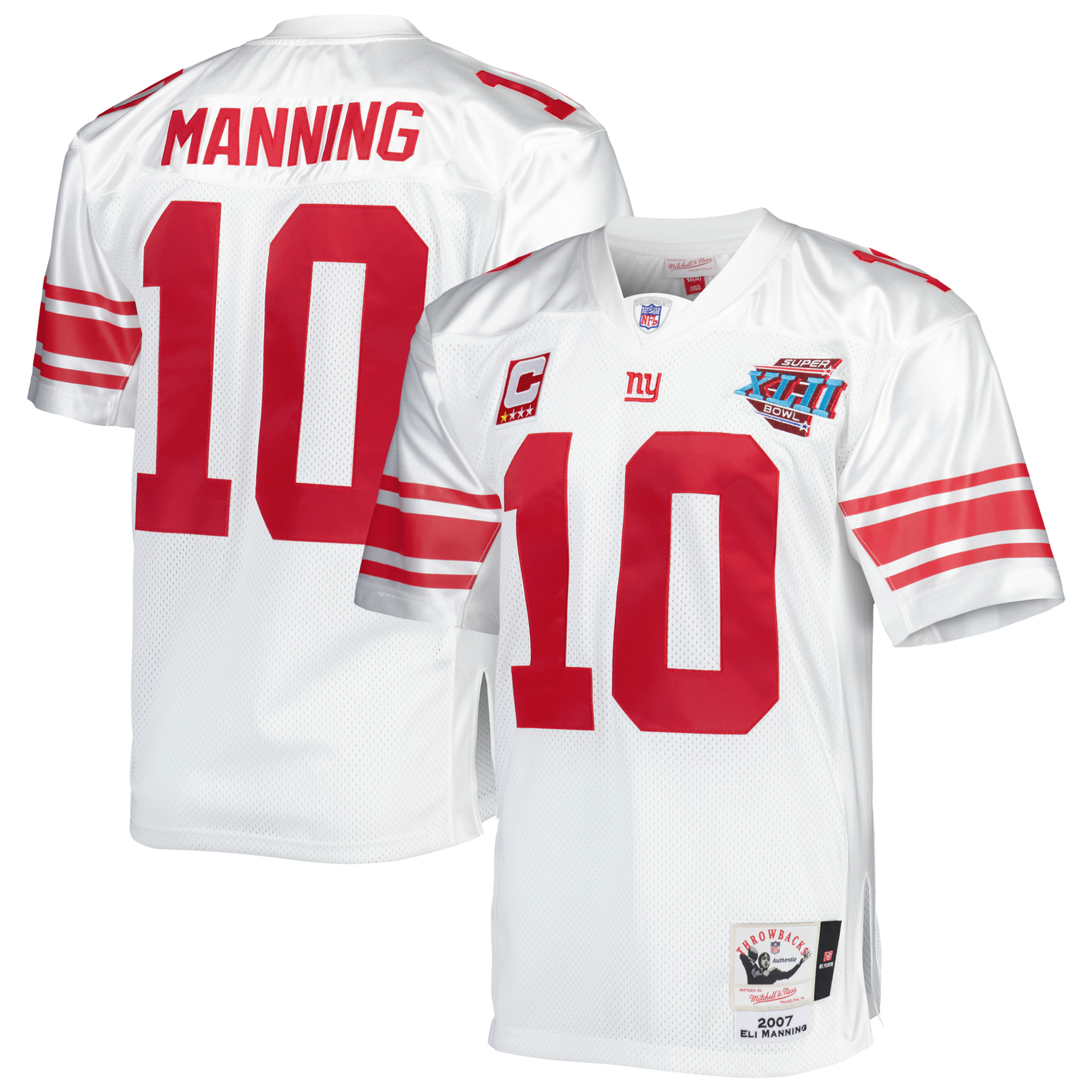 Men's New York Giants Jerseys White Eli Manning Super Bowl XLII Authentic Throwback Retired Player Style