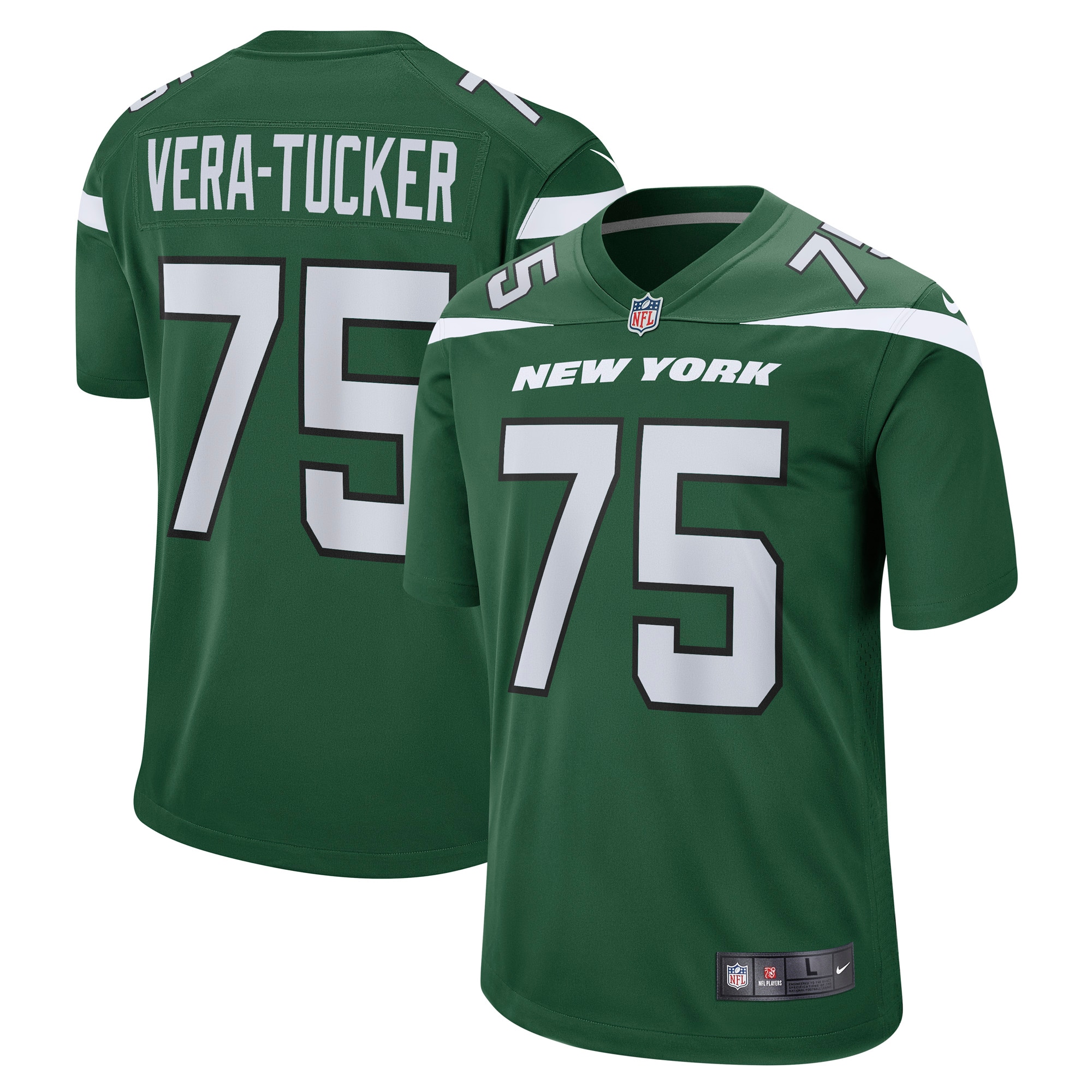 Men's New York Jets Jerseys Gotham Green Alijah Vera-Tucker Game Player Style