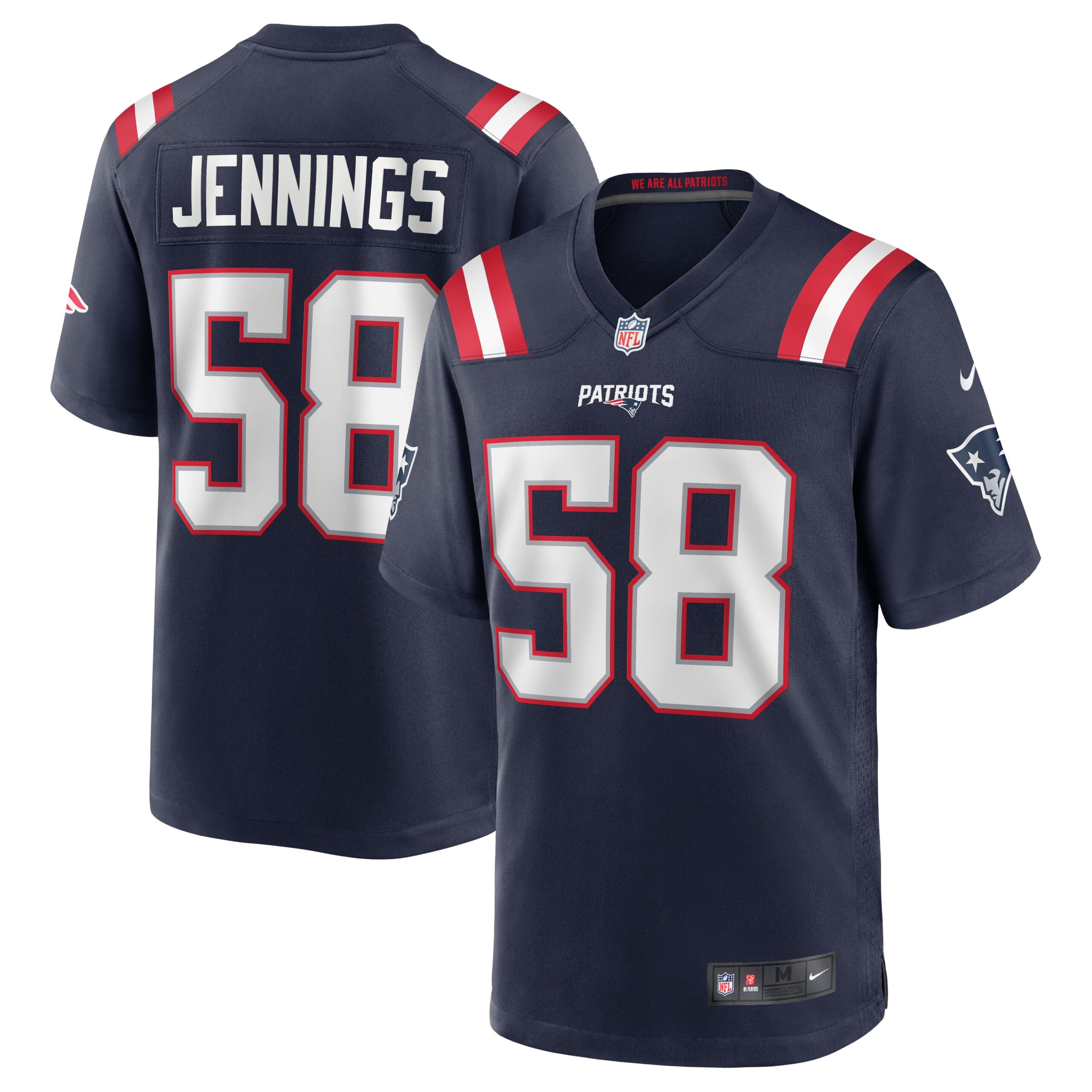 Men's New England Patriots Jerseys Navy Anfernee Jennings Team Game Style