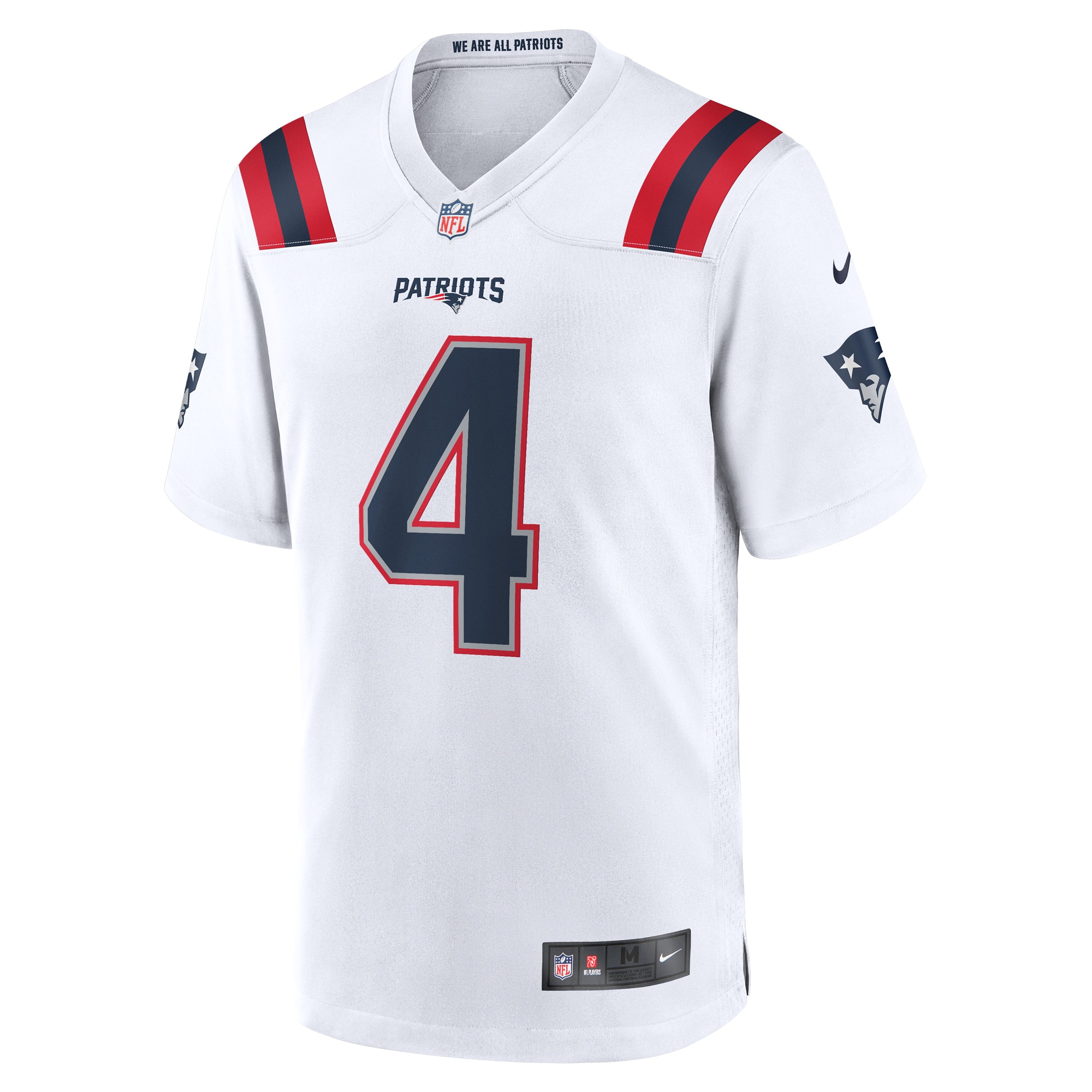 Men's New England Patriots Jerseys White Bailey Zappe Game Player Style