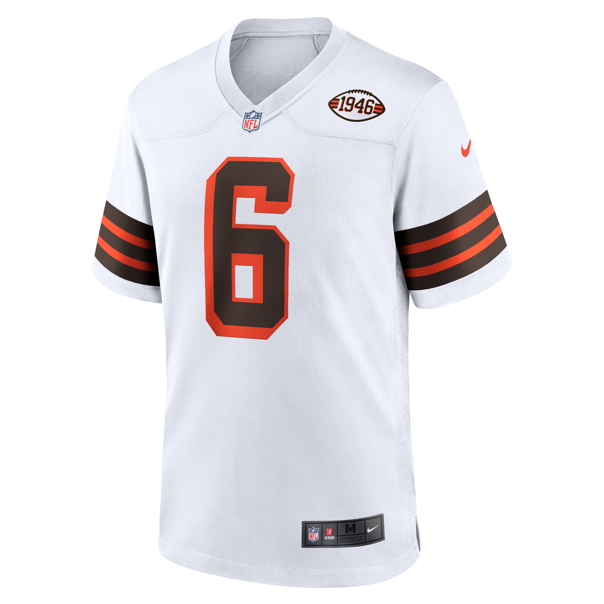 Men's Cleveland Browns Jerseys White Baker Mayfield 1946 Collection Alternate Game Style
