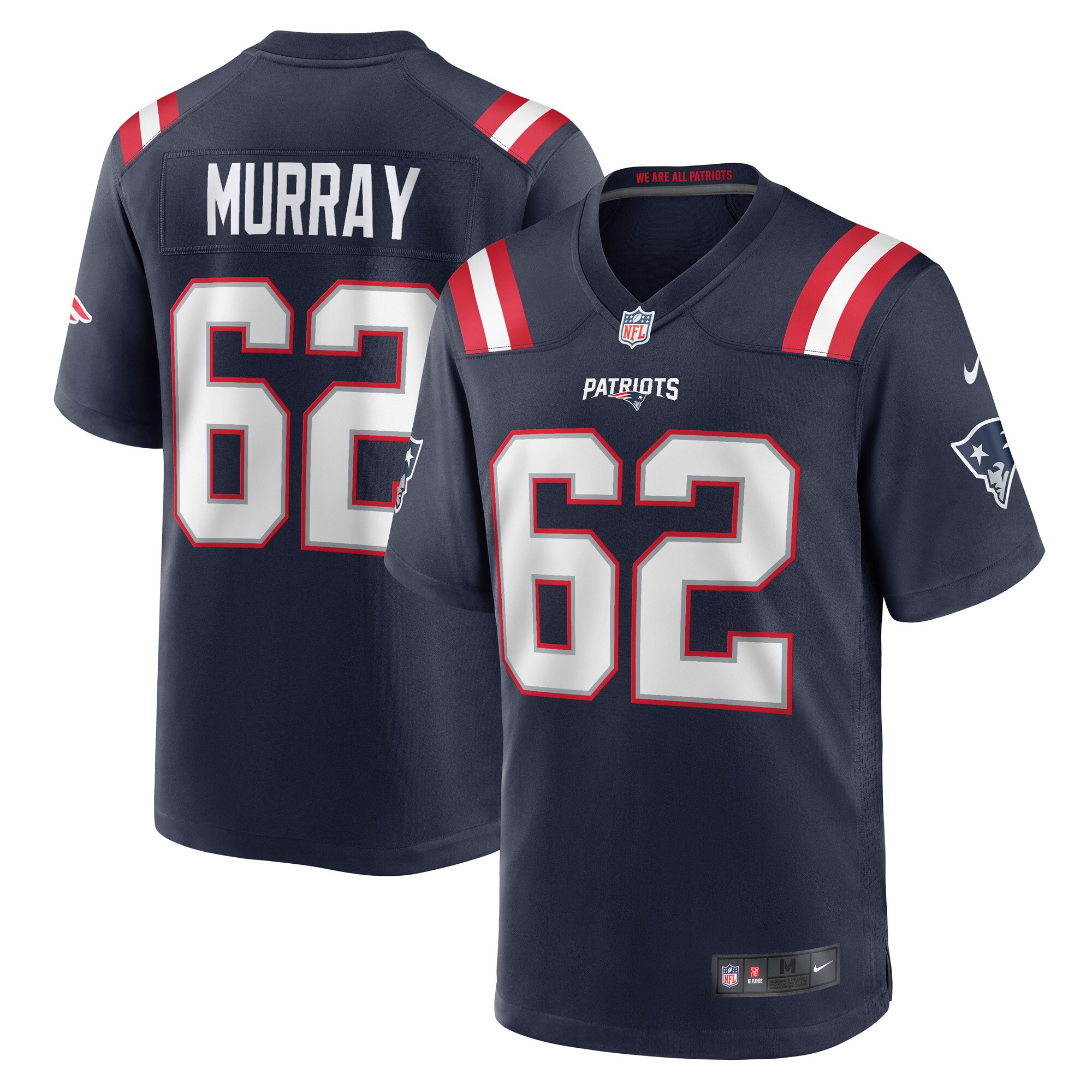 Men's New England Patriots Jerseys Navy Bill Murray Game Player Style